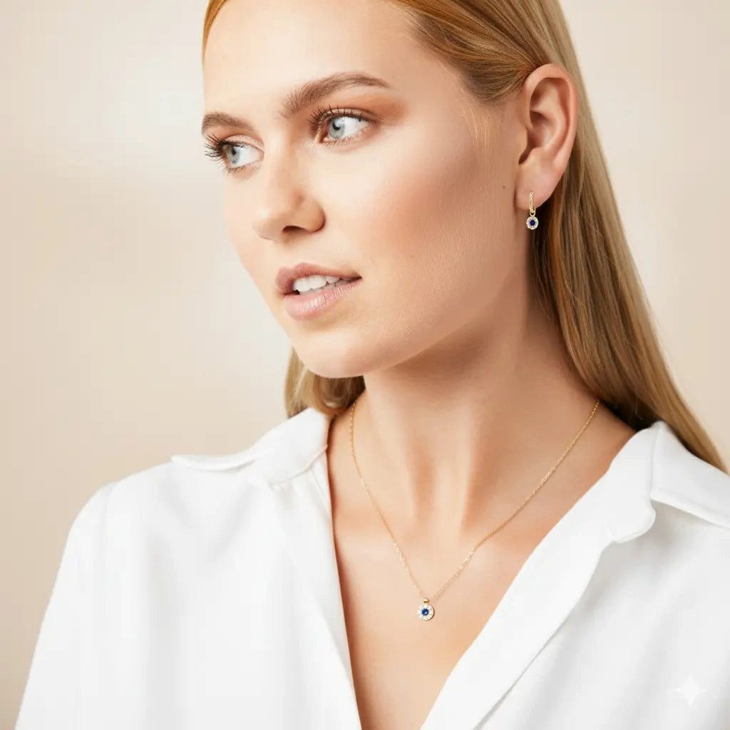 Suzan Gold Schmuckset Suzan Gold® Celestia Bloom – 375 Echtgold Schmuckset für Damen, Kette