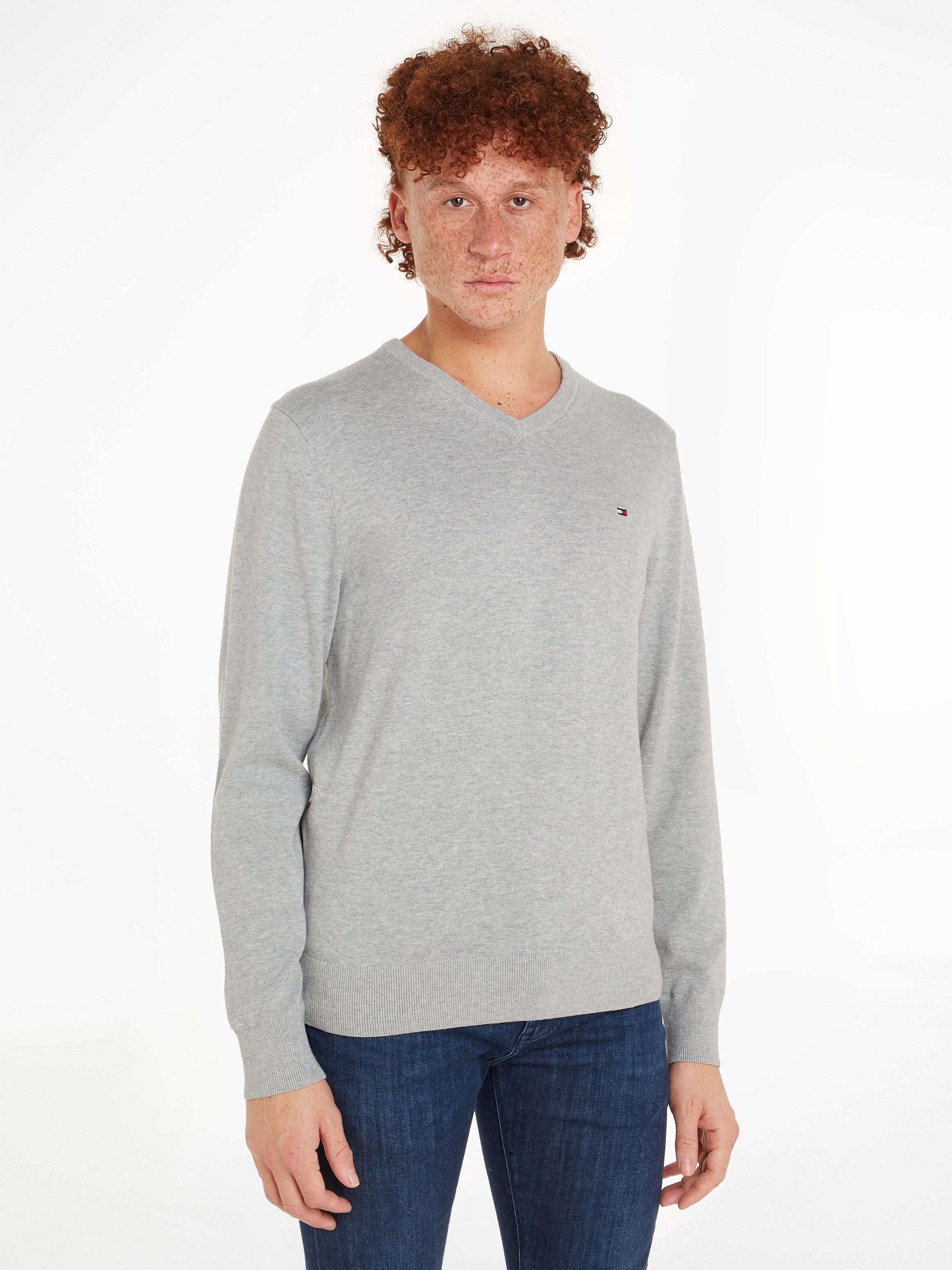 Tommy Hilfiger Strickpullover ESSENTIAL COTTON V NECK mit V-Ausschnitt und günstig online kaufen