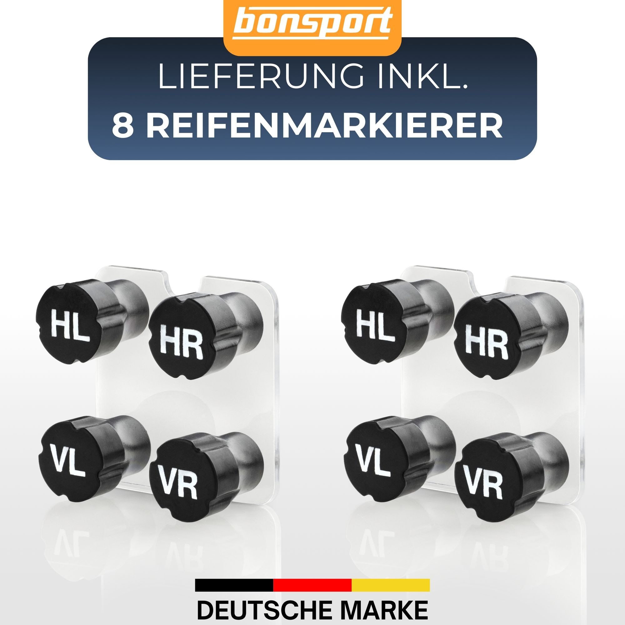bonsport Felgenbaum Felgenbaum für 4 Autoreifen inkl. 8er-Set Reifenmarkierer