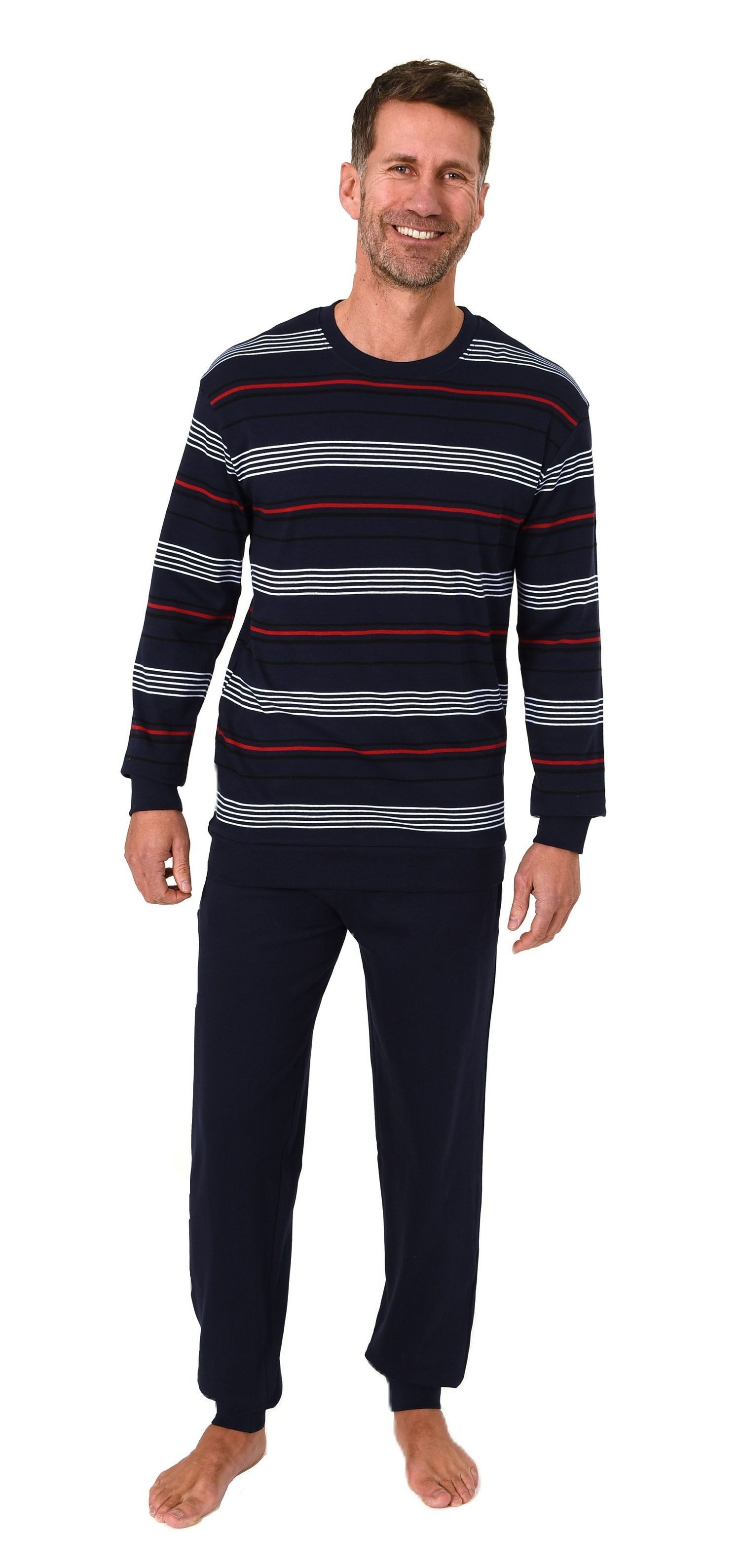 Normann Pyjama Herren Schlafanzug mit Bündchen günstig online kaufen