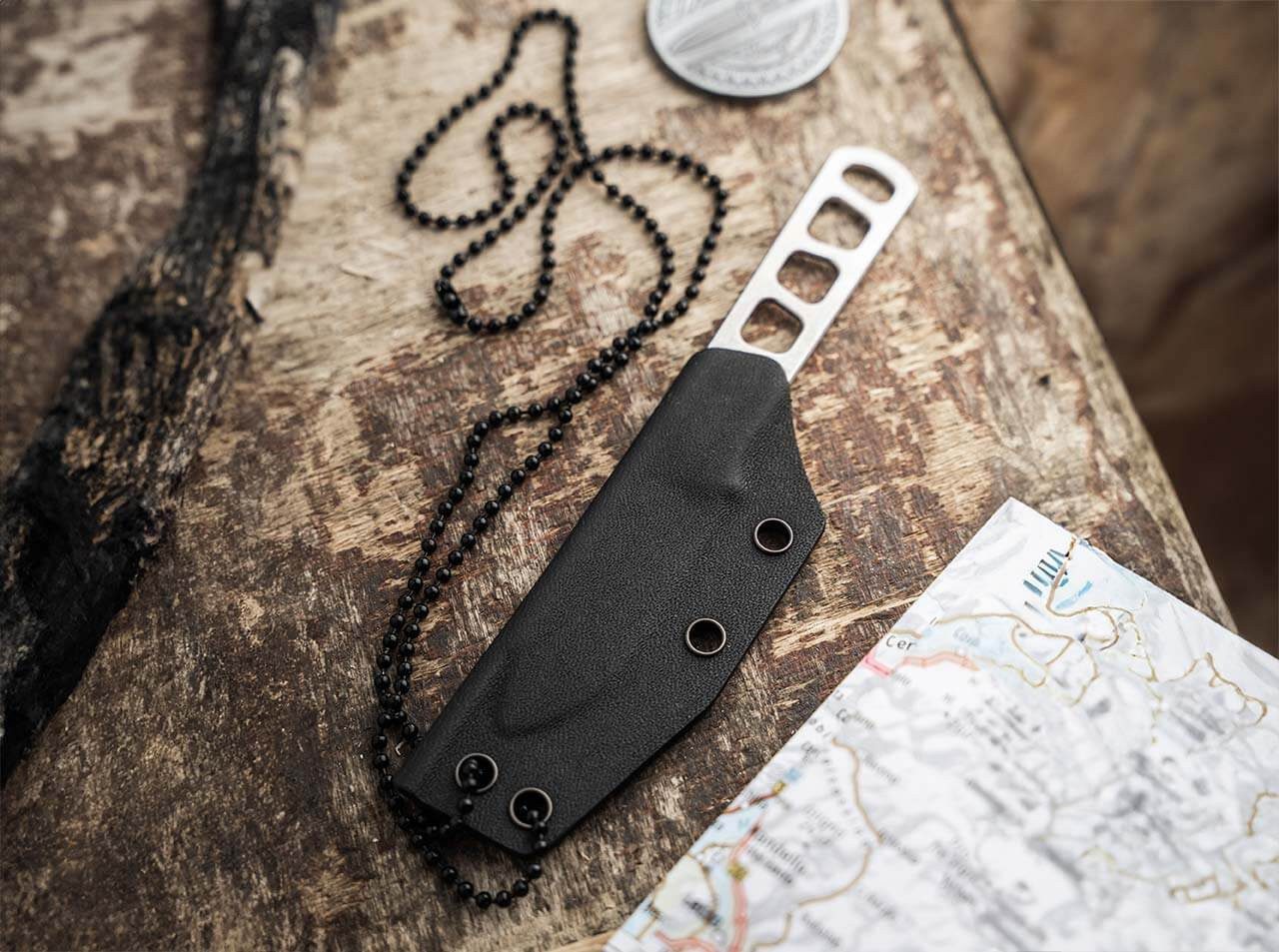 Böker Manufaktur Solingen Universalmesser BFF Packlite Neckknife aus MagnaCut mit Kydexscheide, (1 St), Scheide inklusive