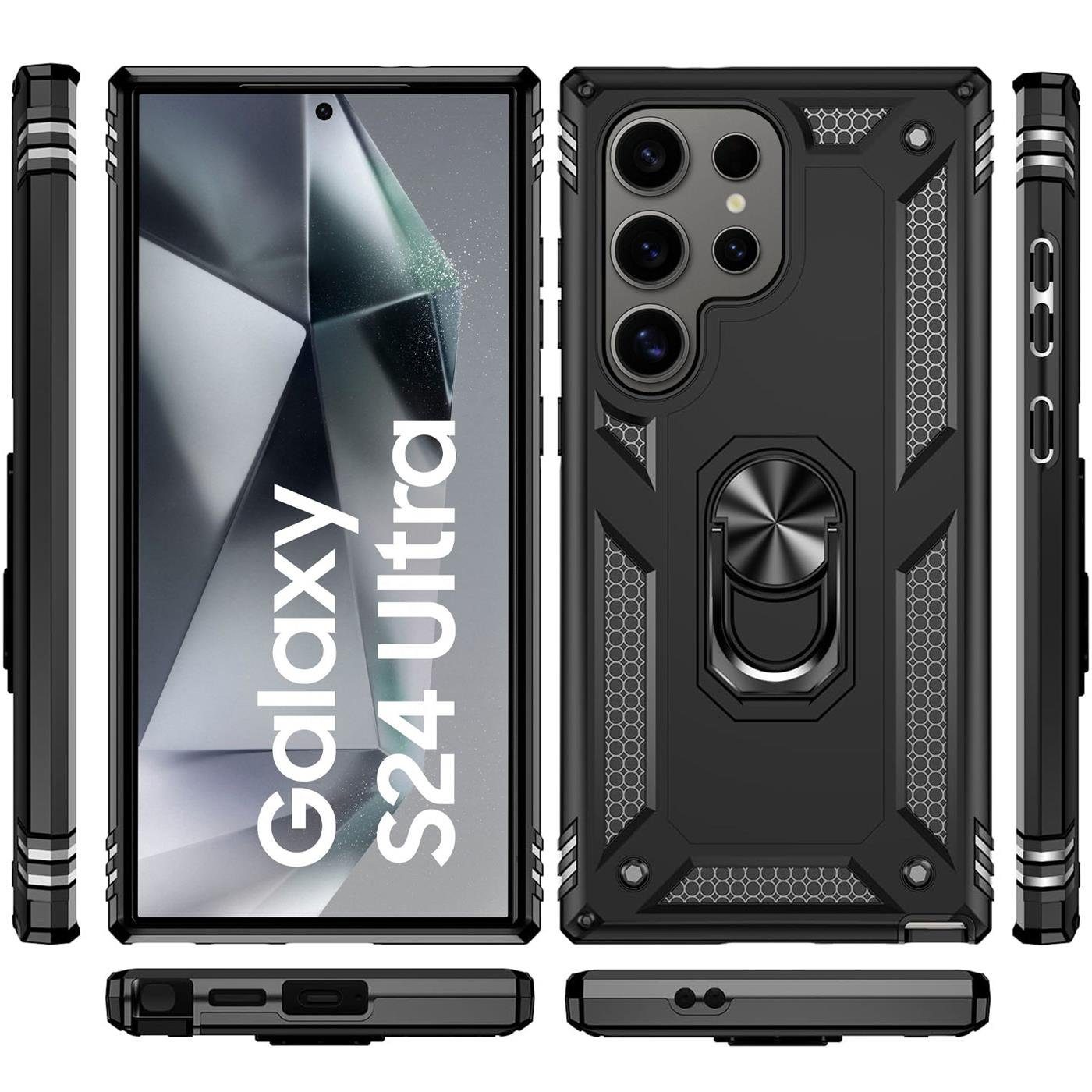CoolGadget Handyhülle Armor Shield Case für Samsung Galaxy S24 Ultra 6,1 Zoll, Outdoor mit Magnet Ringhalterung Handy Hülle für Samsung S24 Ultra 5G
