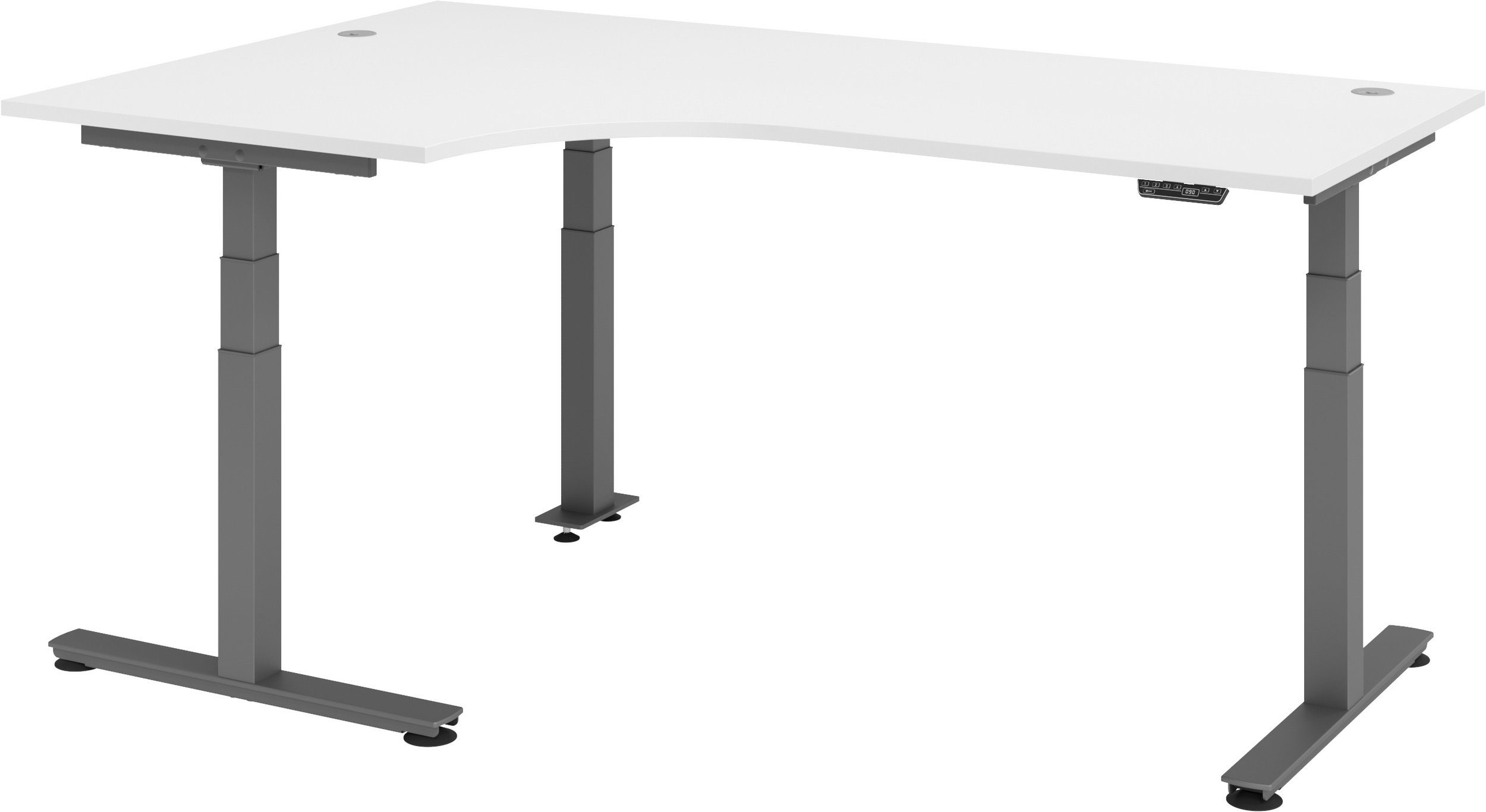 bümö Schreibtisch Schreibtisch elektrisch XDSM, Eckform: 200 x 120 cm - Dekor: Weiß