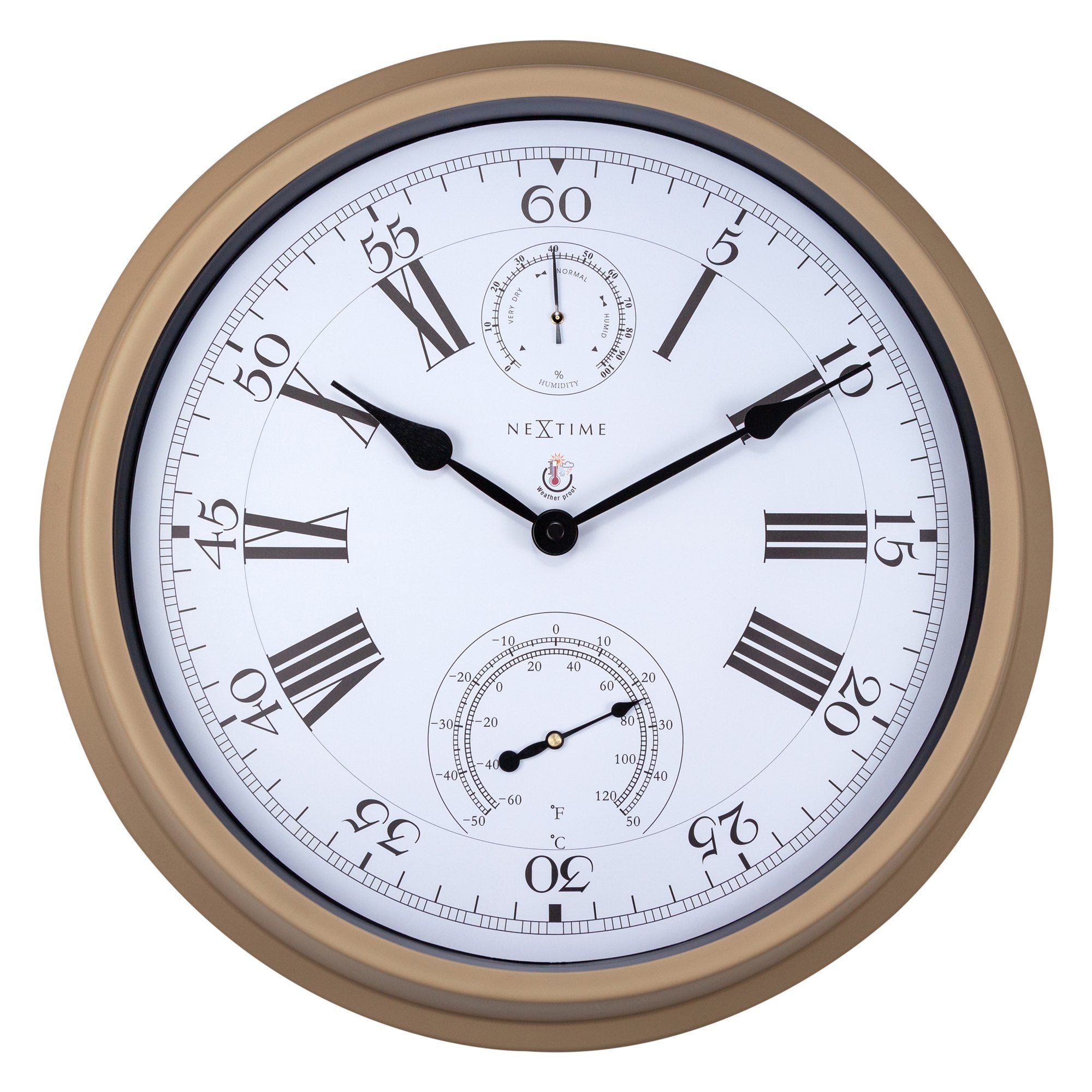 Thermo- mit und NEXTIME Wanduhr (Gartenuhr 4305BR Hygrometer)