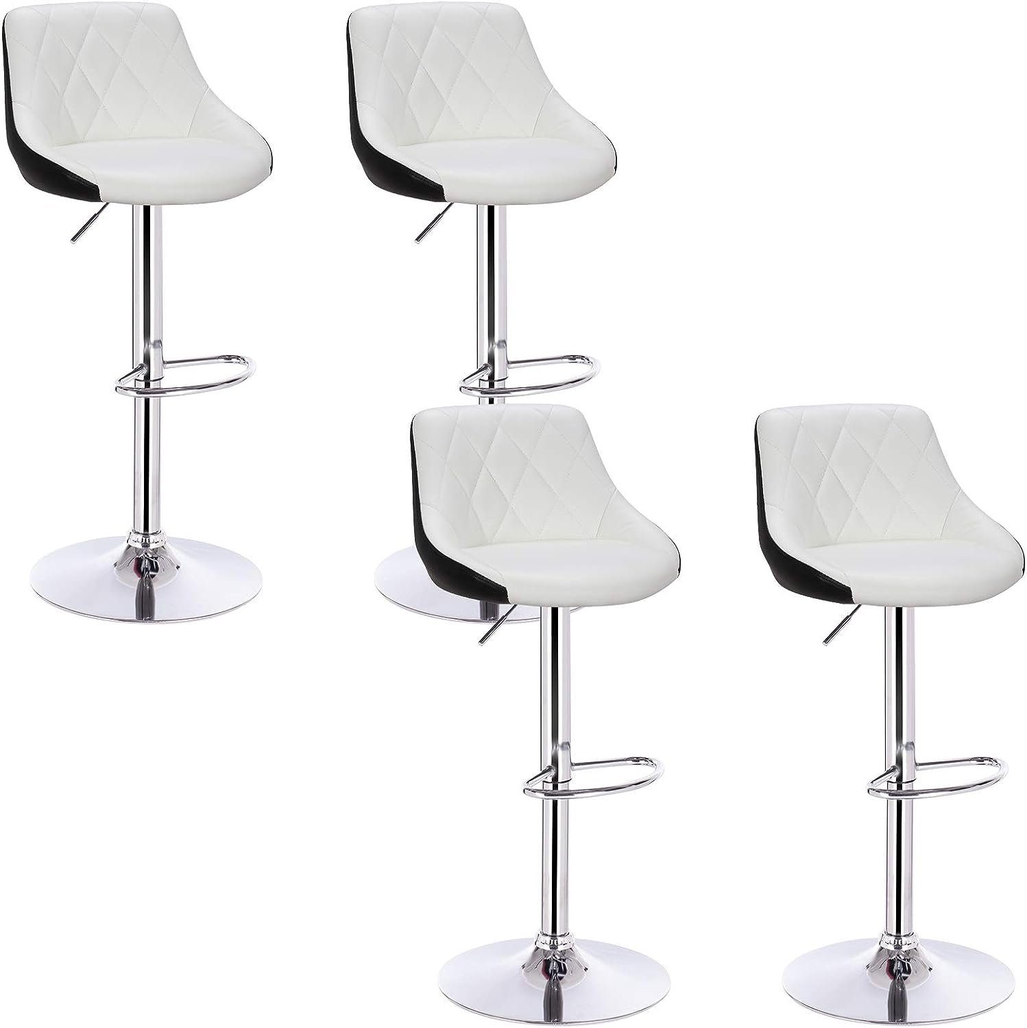 drehbar aus Sitzfläche Kunstleder Woltu Weiß+Schwarz Barhocker 2 Drehhocker (4 St), farbig