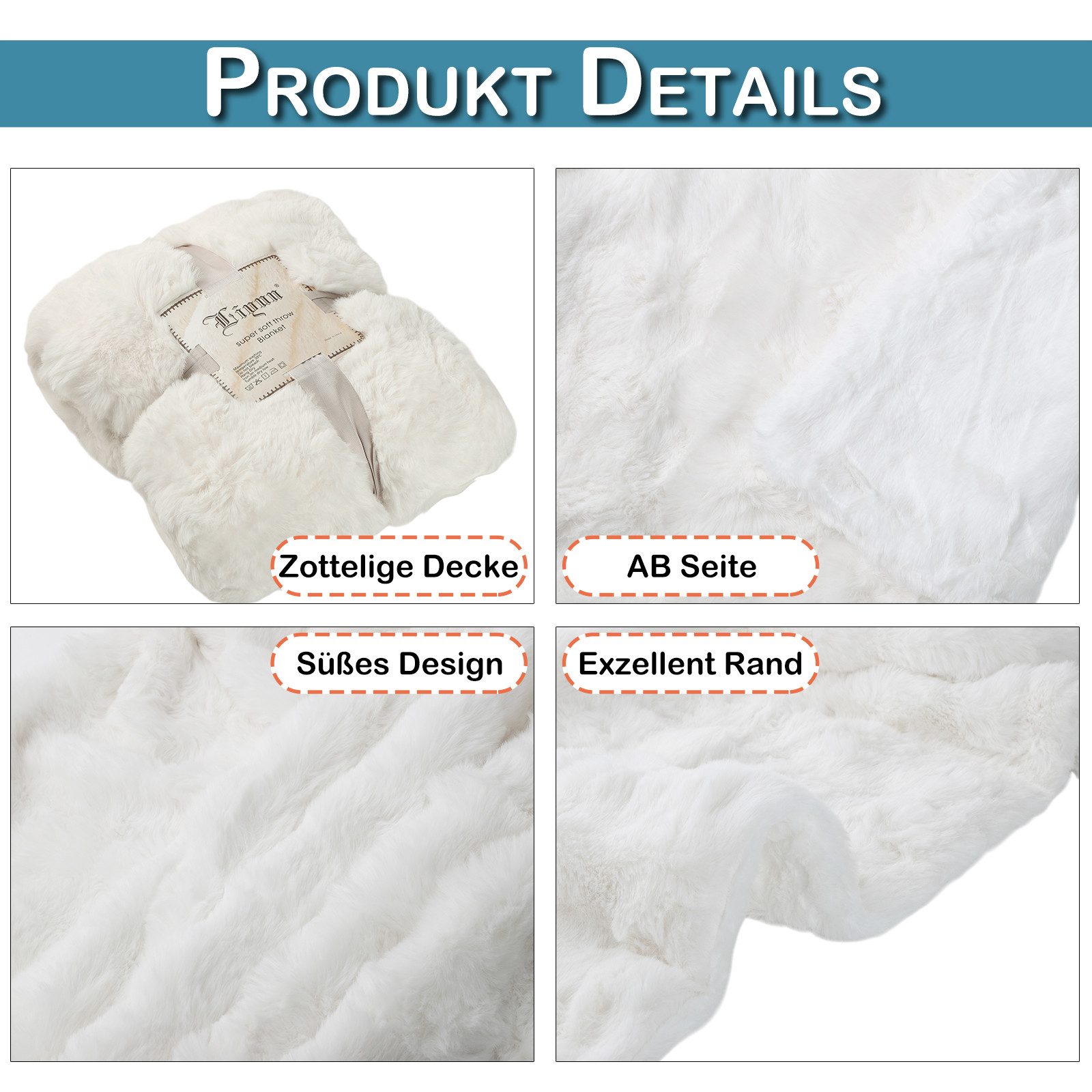 Überwurf Plüsch Kuscheldecke Flauschig Decke, Super Weiche Kuschelige, Sunicol, Kaninchen Kunstfell Warme Sofaüberwurf für Couch Bett Sofa
