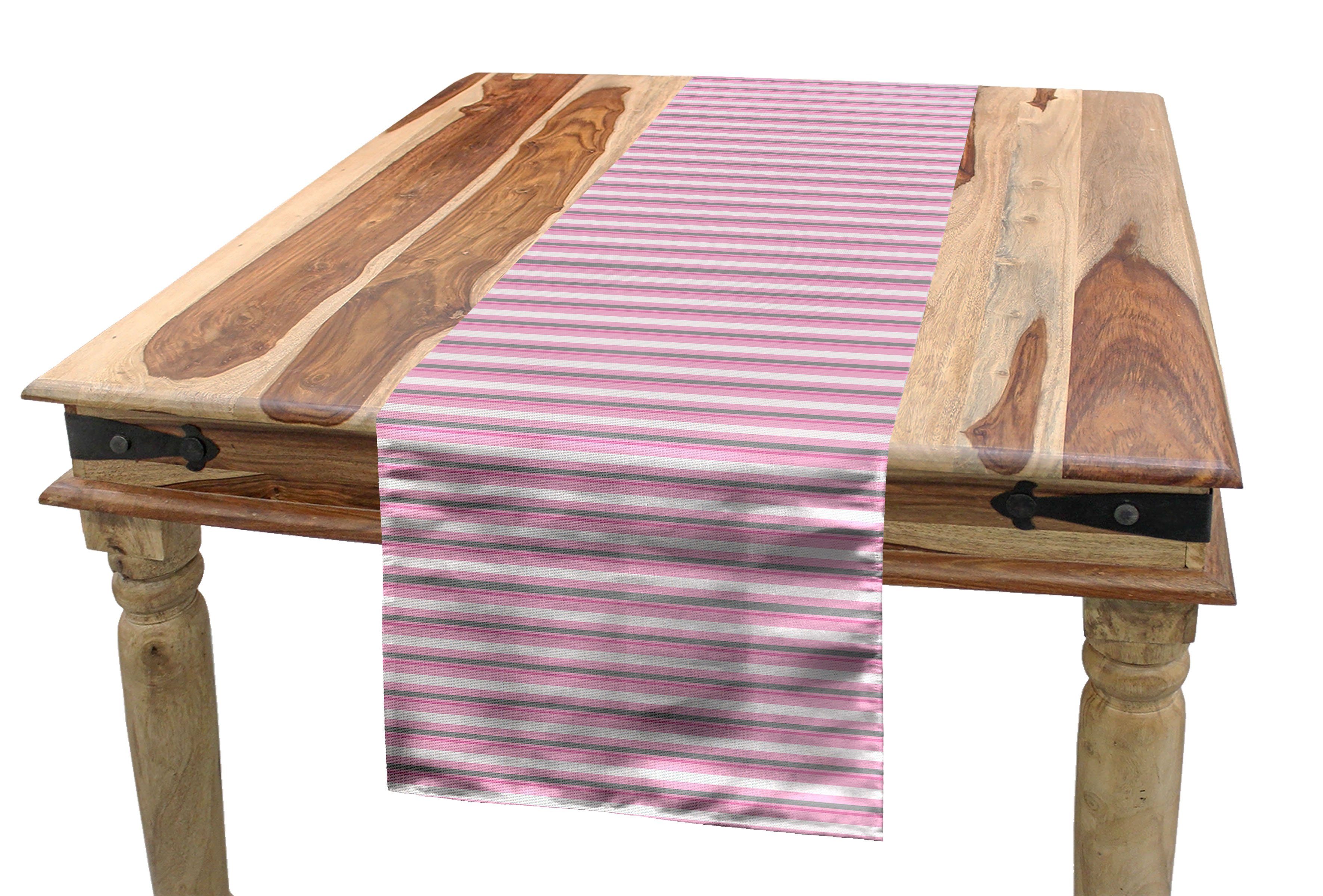 Stripes Tones Dekorativer Esszimmer Tischläufer Tischläufer, Pink Geometrisch Küche Abakuhaus Rechteckiger