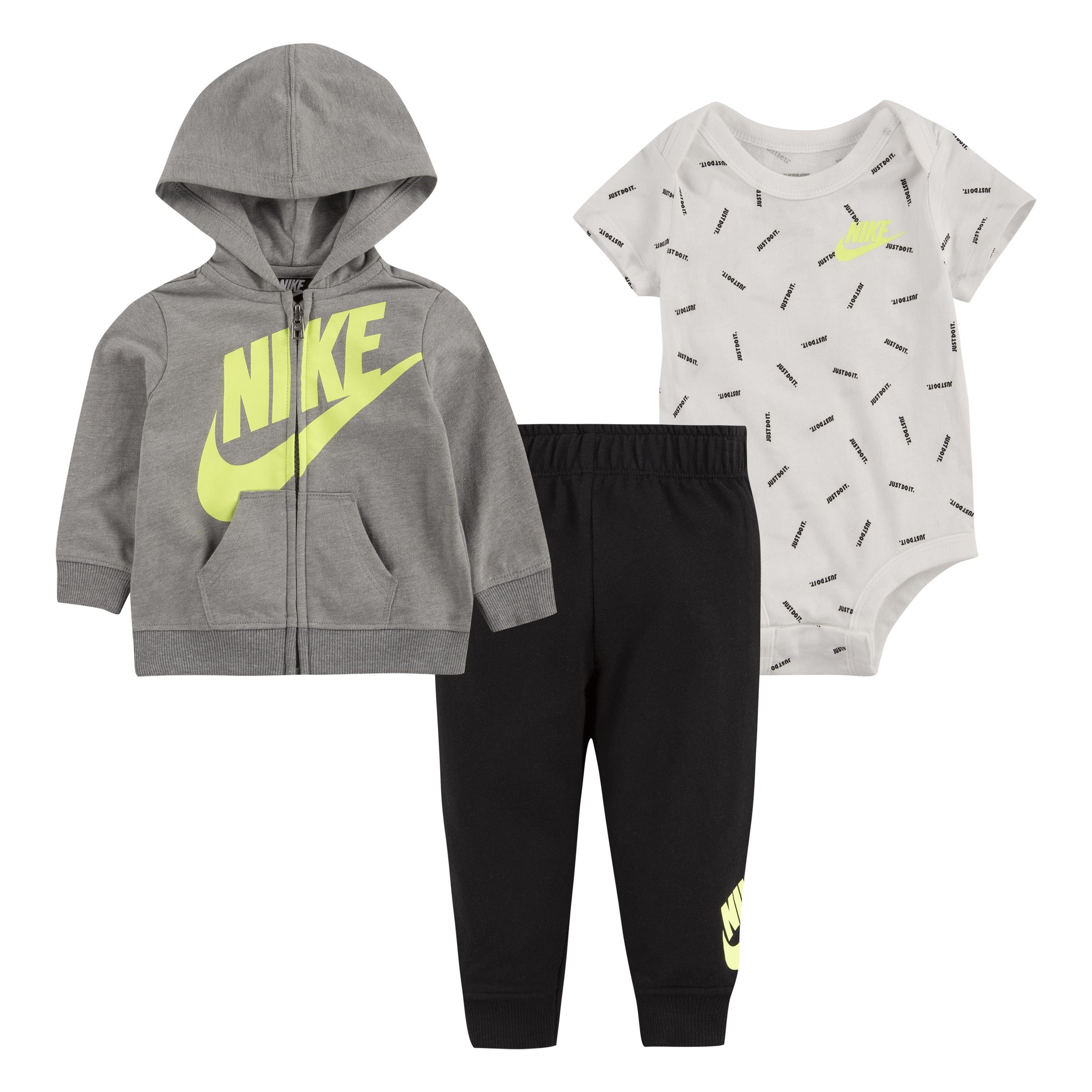 Nike Sportswear Erstausstattungspaket JDI TOSS 3PC FZ PANT SET (Set, 3-tlg) grau-schwarz-weiß