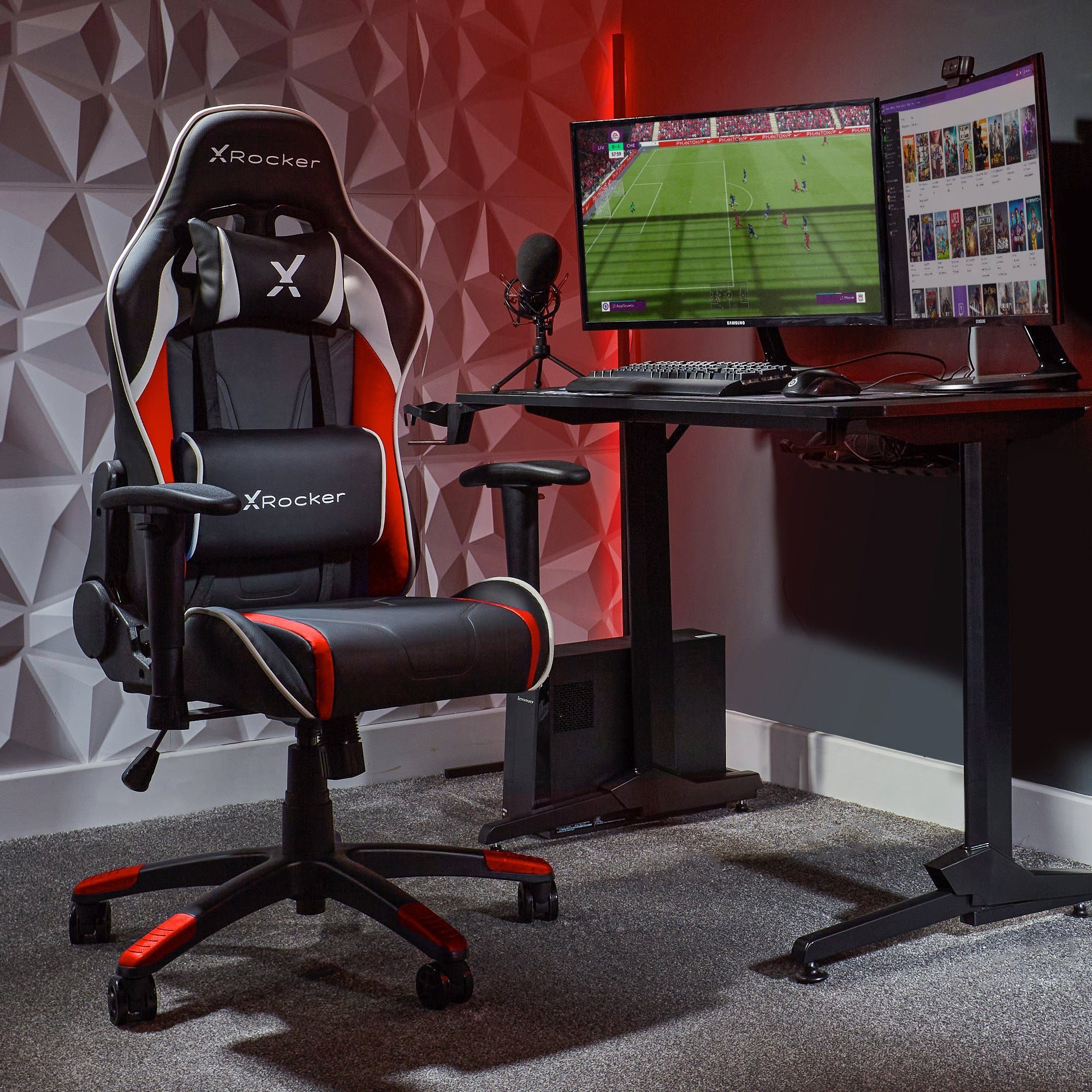 X Rocker Gaming-Stuhl Agility Compact eSports Gaming Bürodrehstuhl für Kinder & Teenager Rot