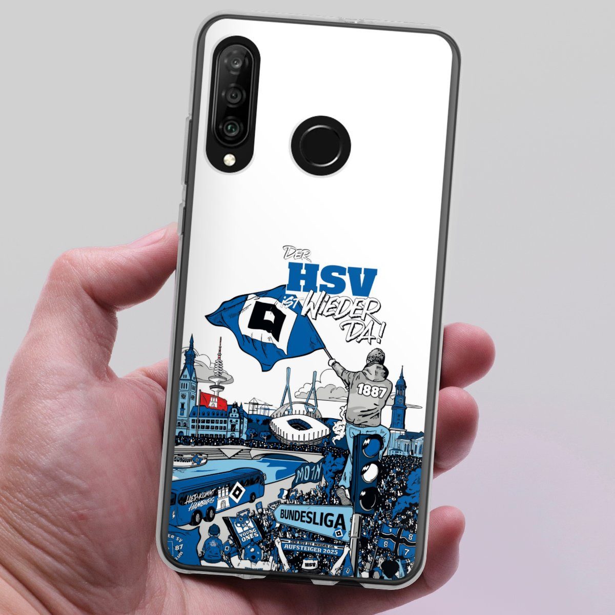 DeinDesign Handyhülle Hamburger SV Offizielles Lizenzprodukt Aufstieg, Huawei P30 Lite Premium Silikon Hülle Bumper Case Handy Schutzhülle