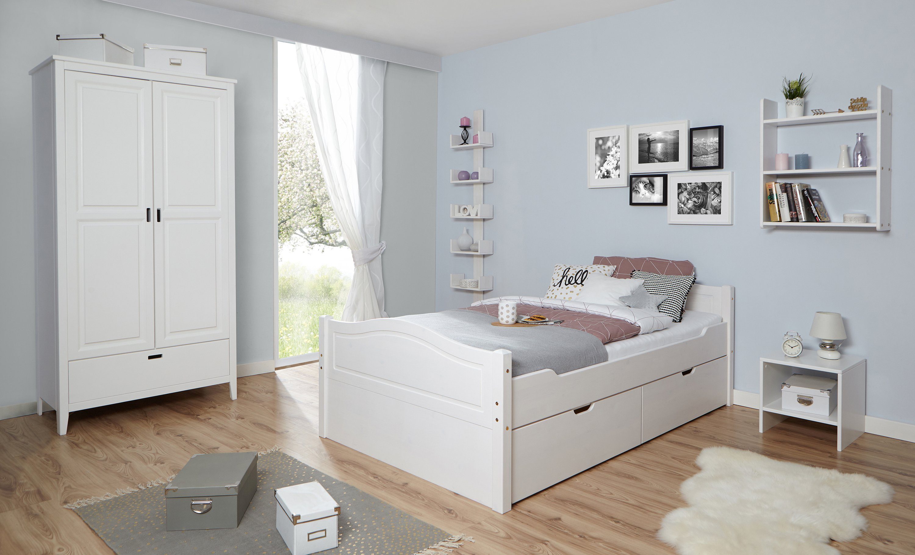 Ticaa Bettgestell Einzelbett "Leni" 120x200 Kiefer weiß – Bild 3 von 5