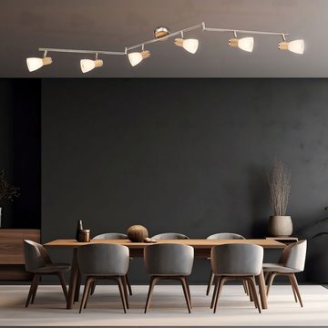 etc-shop LED Deckenleuchte, Leuchtmittel nicht inklusive, Decken Lampe Schlaf Gäste Zimmer Glas Spot Licht-Schiene Holz Leuchte