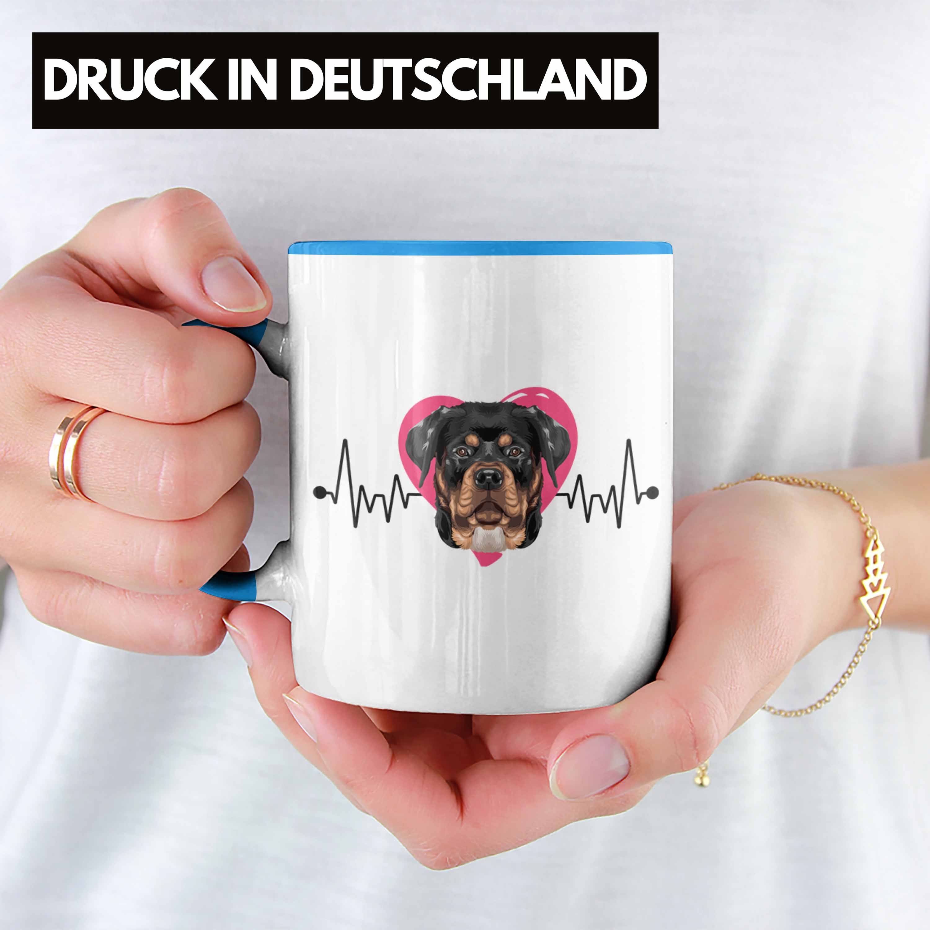 Tasse Besitzer Tasse Herzsc Blau Geschenkidee Rottweiler Geschenk Trendation Spruch Lustiger
