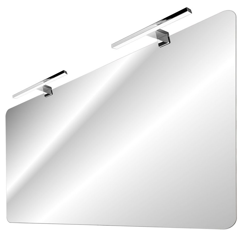 Lomadox Badspiegel ADELAIDE-56-WHITE, mit LED-Aufsatzleuchte (chromfarben) ca. 120x70cm