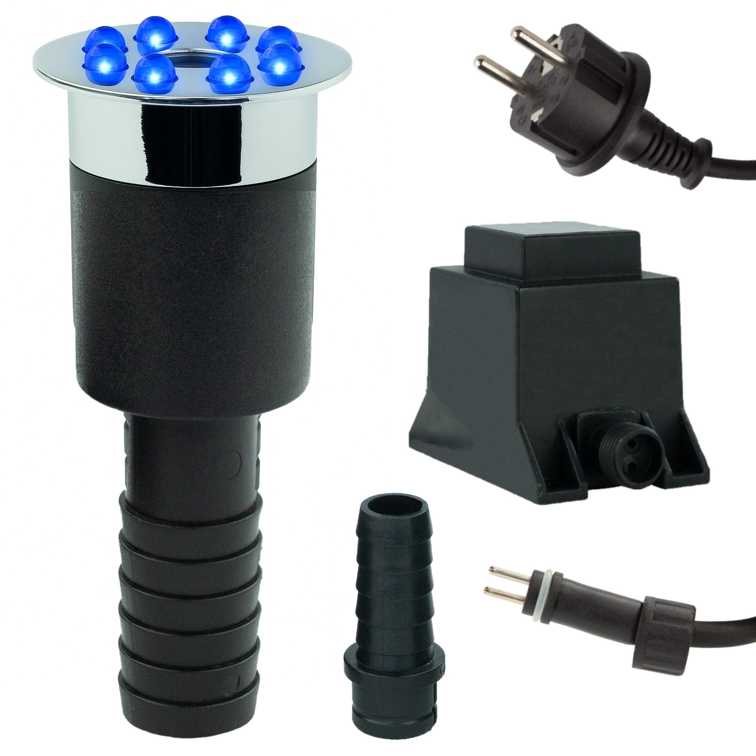KERRY Teichleuchte LED-Wasserspielleuchte 1/2" & 3/4" – blau, mit wechselbarem LED-Modul, blau