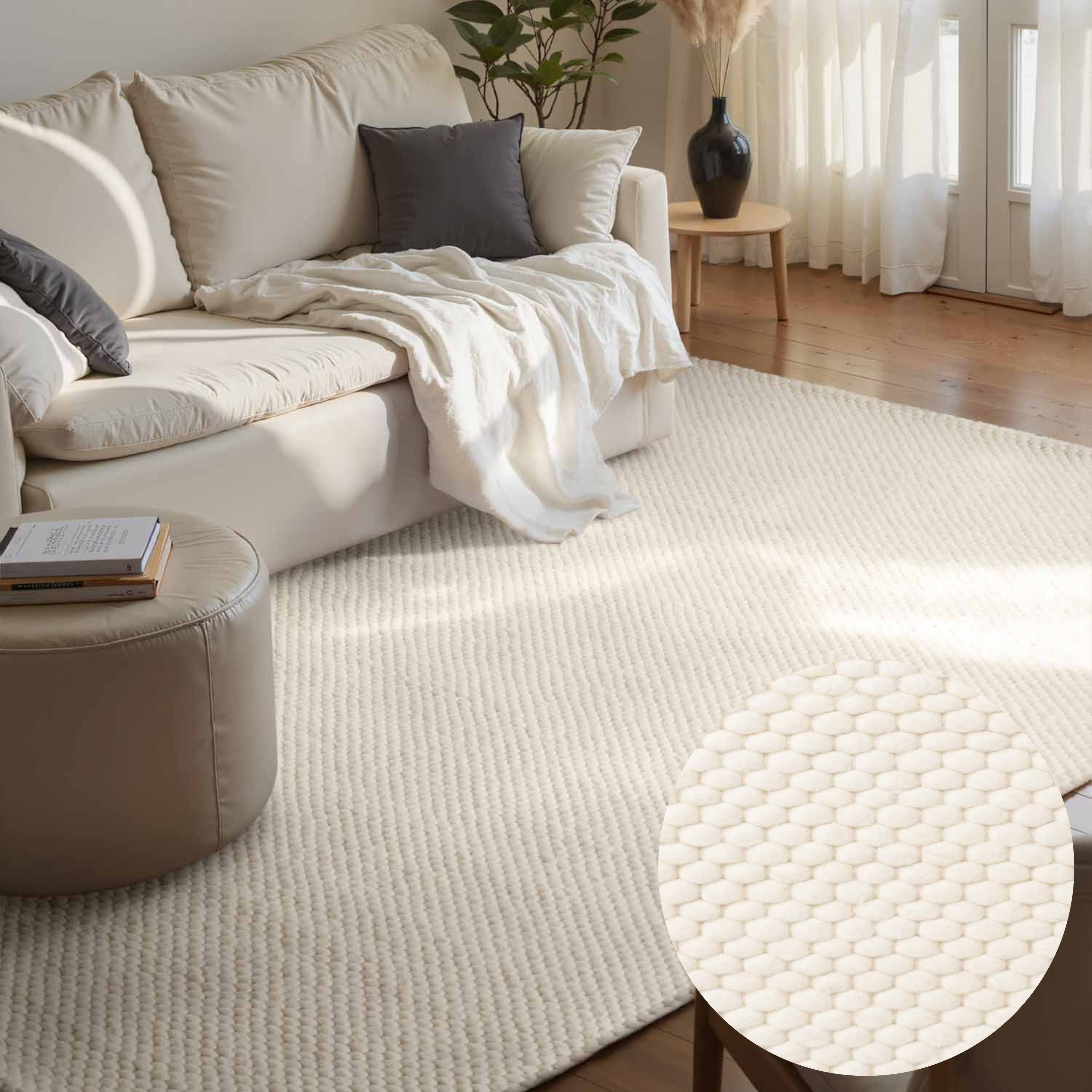 ELLE DECORATION Wollteppich Beans, rechteckig, Höhe: 10 mm, Handweb Teppich Wolle, Perlenstruktur, Wohnzimmer, Schlafzimmer, Flur