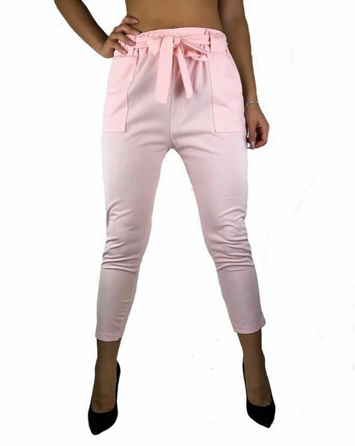 Worldclassca Chinohose Worldclassca DAMEN SOMMERHOSE CHINO STOFFHOSE mit Bindegürtel HOSE BUSINESS FREIZEITHOSE BLOGGER PANTS NEU