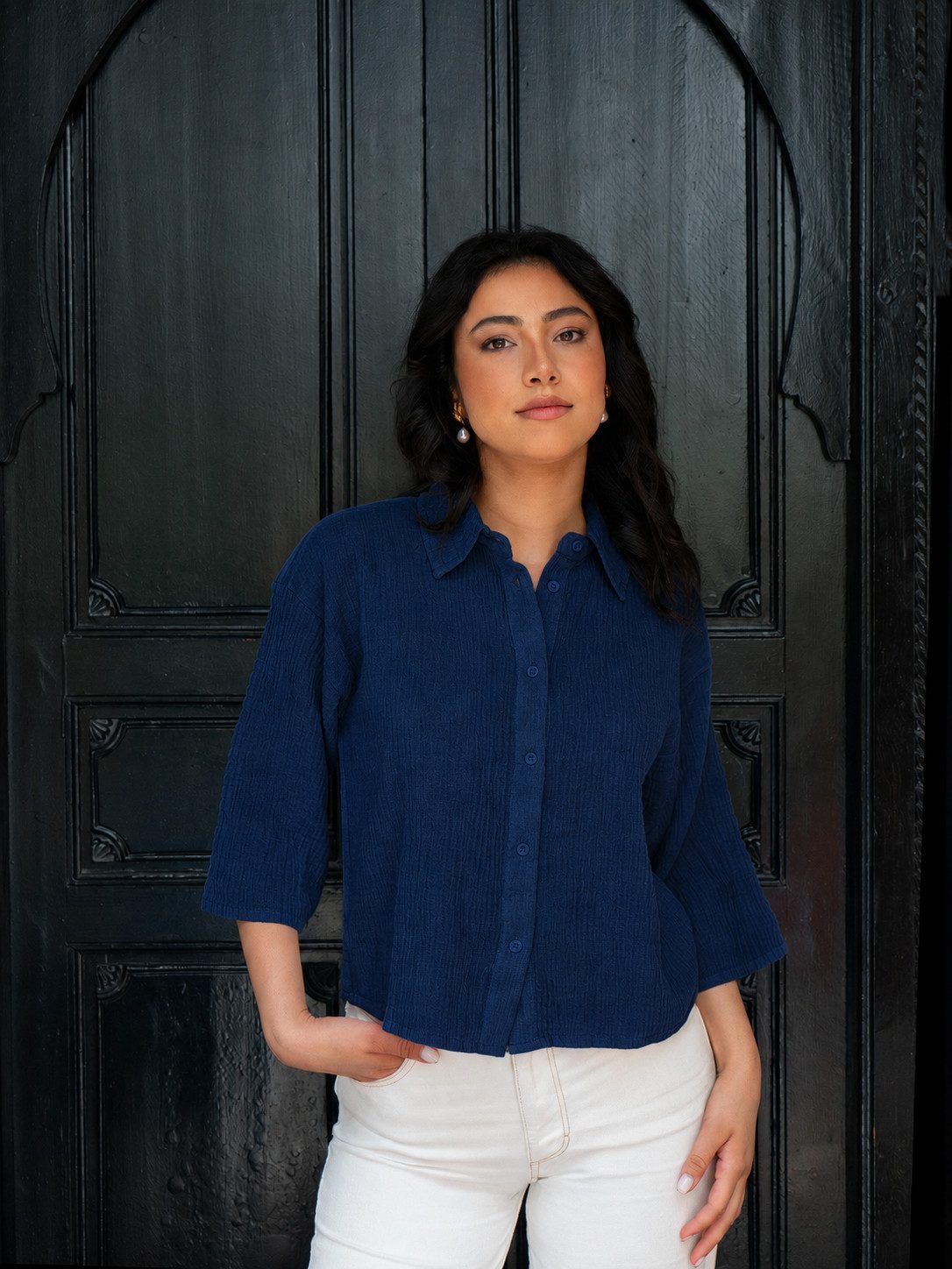 Passioni Hemdbluse aus Musselin Loose Fit Bluse