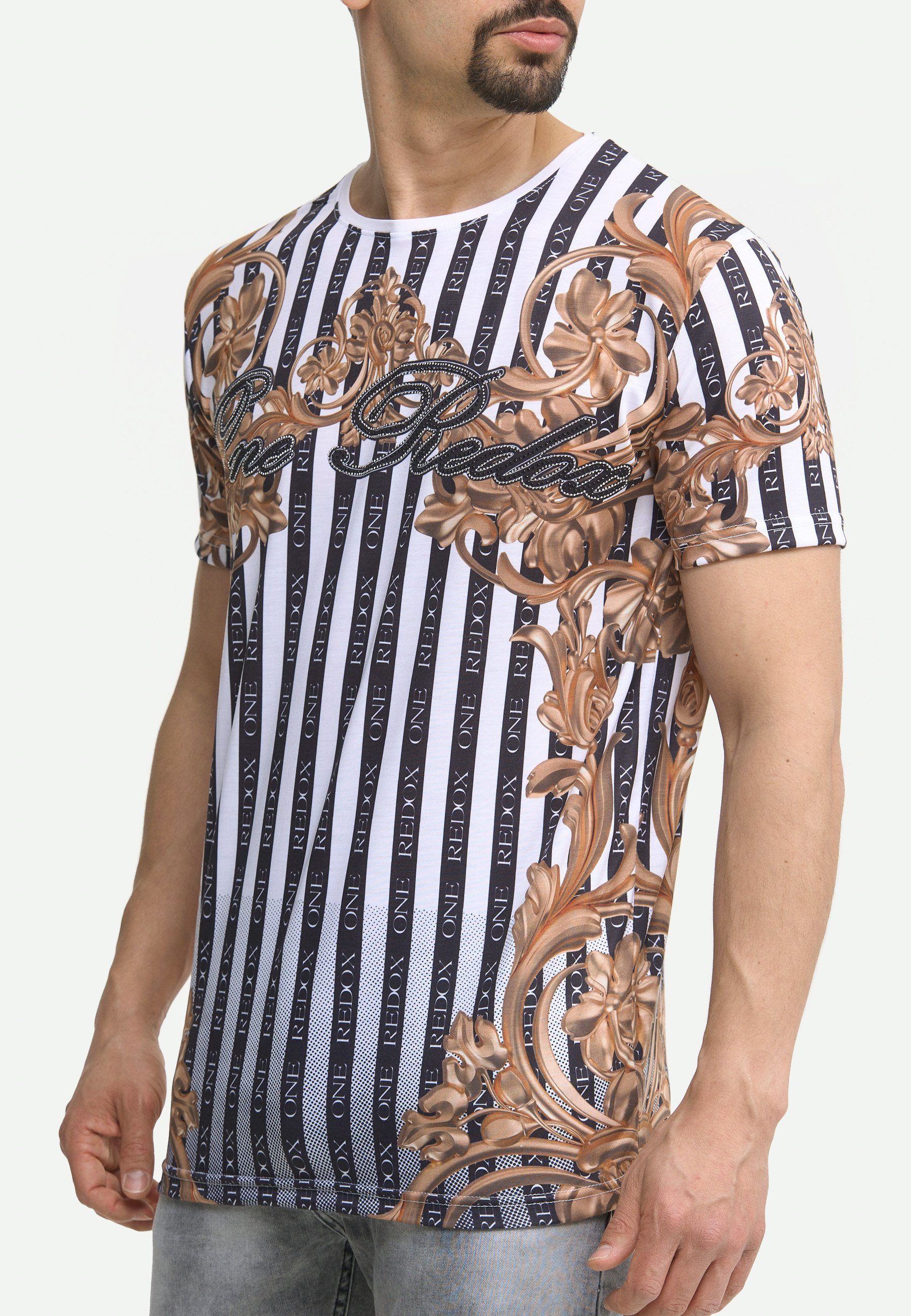 Code47 T-Shirt Code47 Herren T-Shirt Tee Printshirt Polo Oberteil Designer Shortsleev (Longsleeve Shirt, 1-tlg) Weiß
