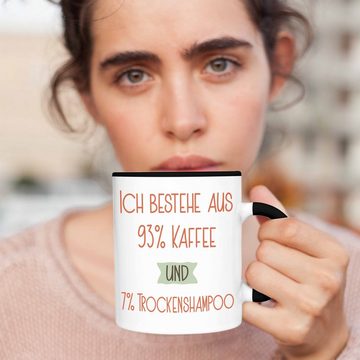 Trendation Tasse 93% Kaffee und 7% Trockenshampoo Tasse Geschenk Lustiger Spruch Für Ko