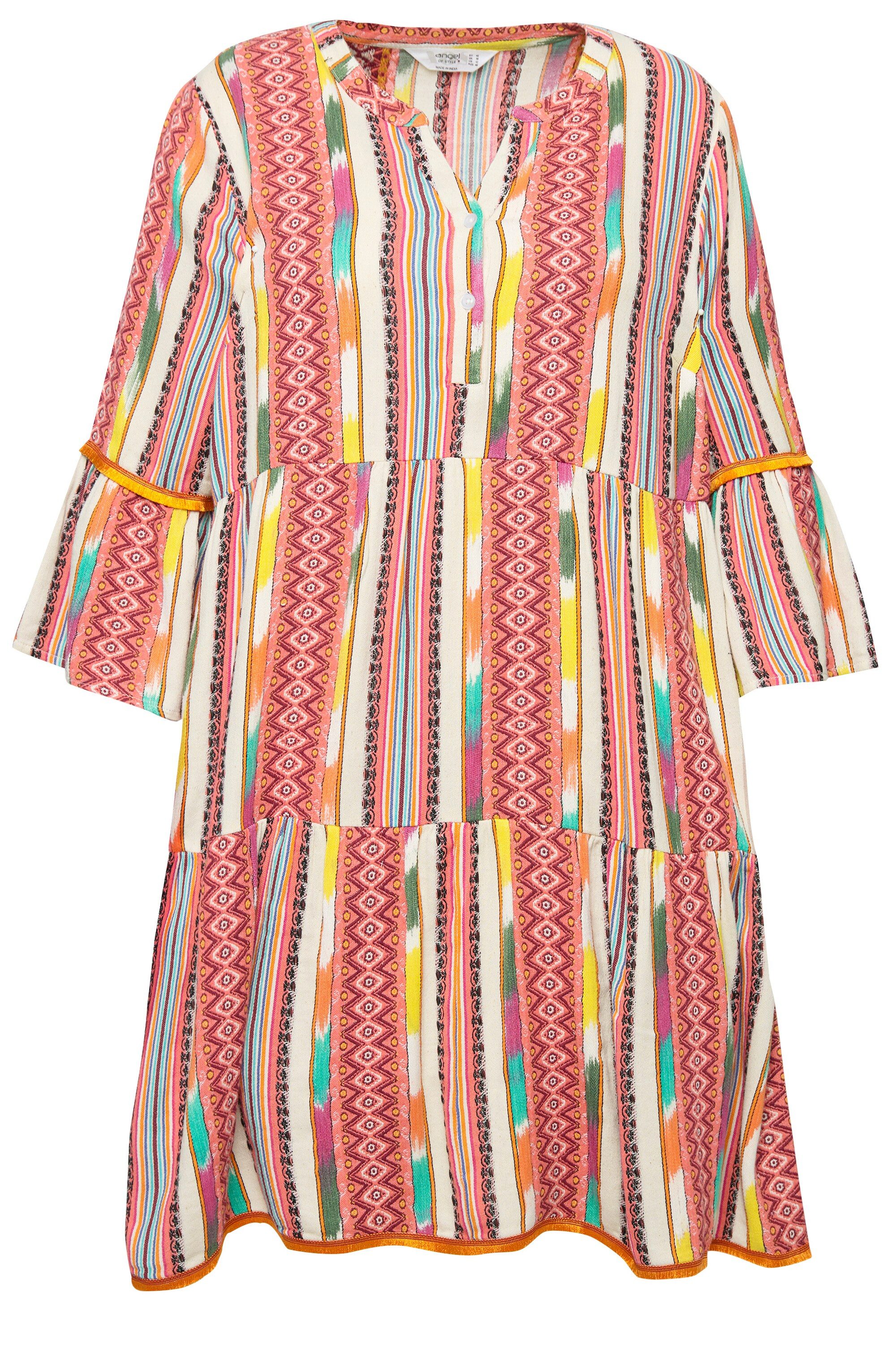 Angel of Style Midikleid Kleid Musterstreifen Knopfleiste Volants 3/4-Ärmel günstig online kaufen