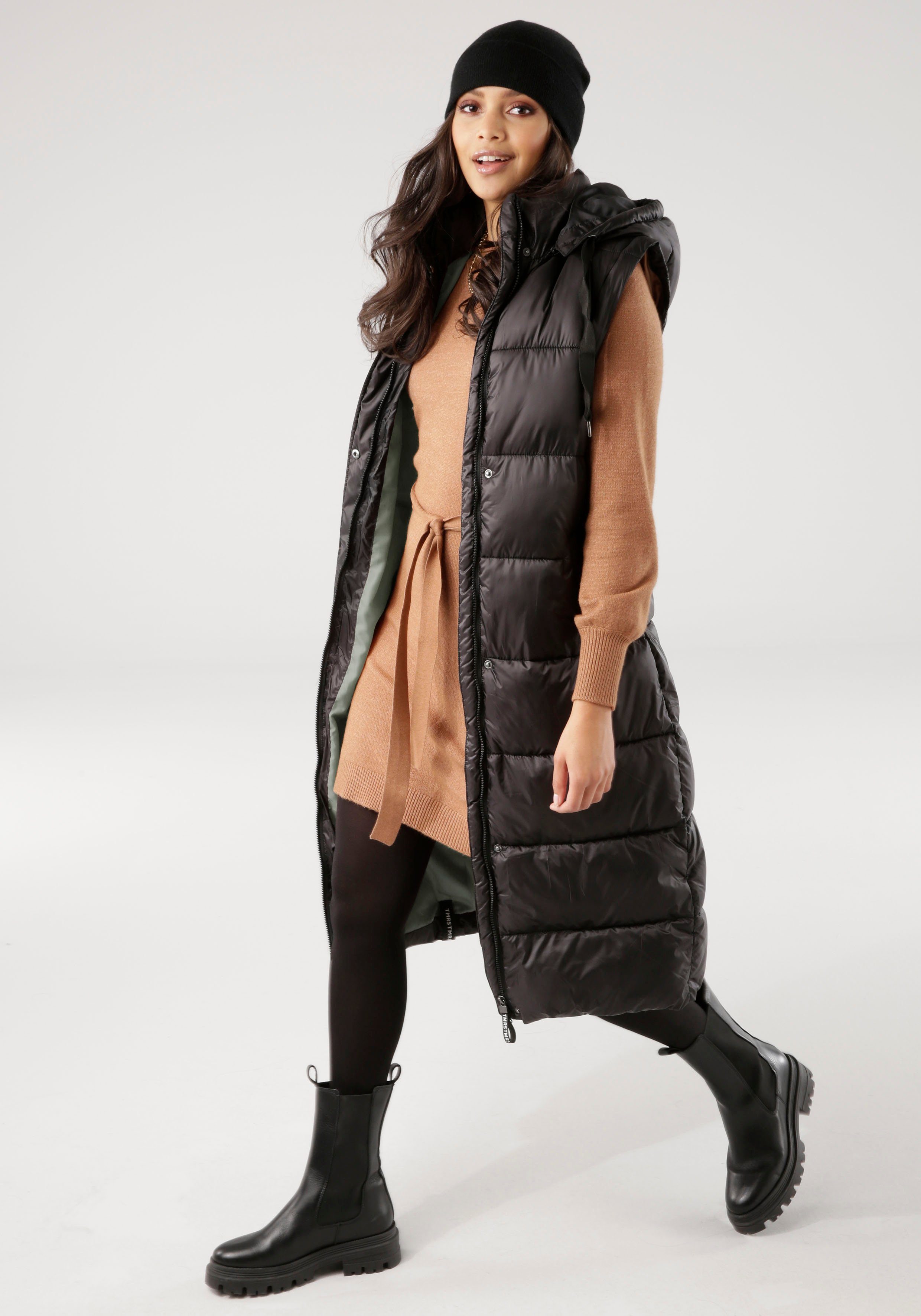 Tamaris Steppmantel mit abnehmbaren Ärmeln und Kapuze - auch tragbar als We günstig online kaufen