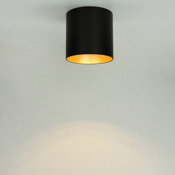Licht-Erlebnisse Deckenleuchte POINT, ohne Leuchtmittel, Deckenlampe in Schwarz Gold Metall GU10 akzentuiert Flur