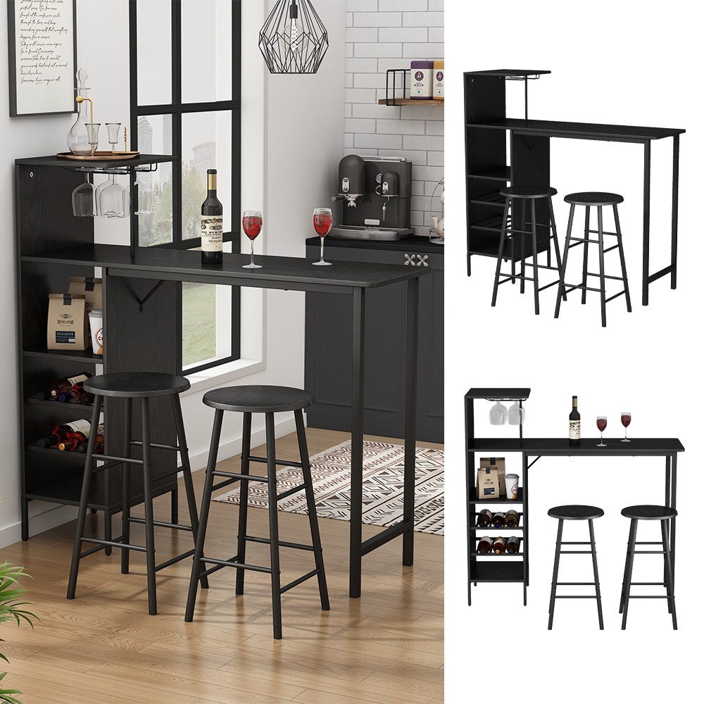 Vicco Bartisch Naila, Schwarz, 121.5 x 40 cm mit 2 Hocker günstig online kaufen