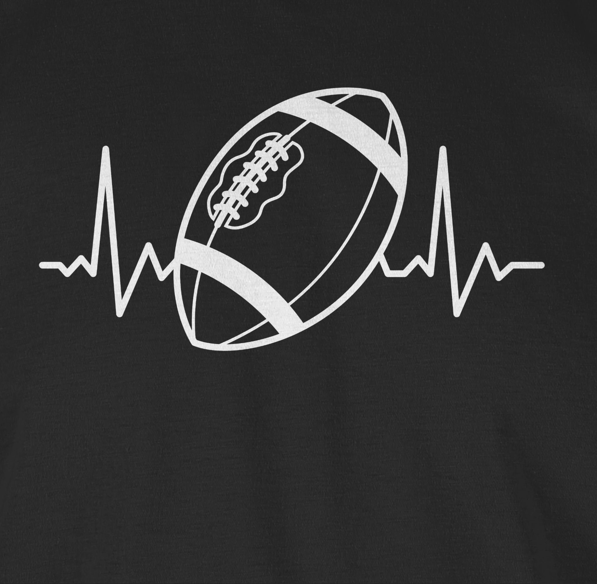 Football American Schwarz Herzschlag - Shirtracer Football weiß NFL T-Shirt 01