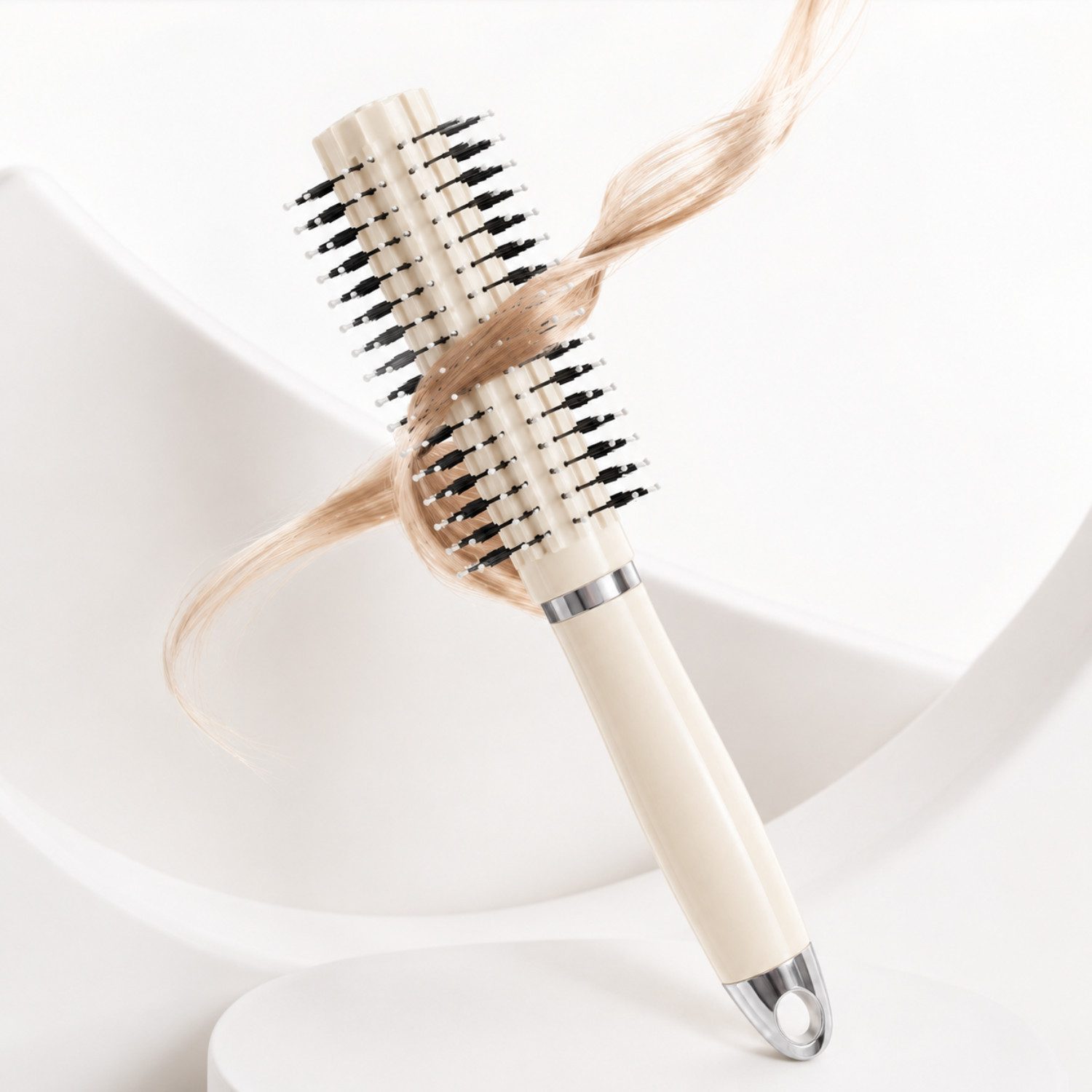 Fyrove Haarkamm Lockenbürste Rundbürste für Damen, (Massagebürste mit abgerundeten Pins, Stylingbürste für Locken, Wellen & glattes)