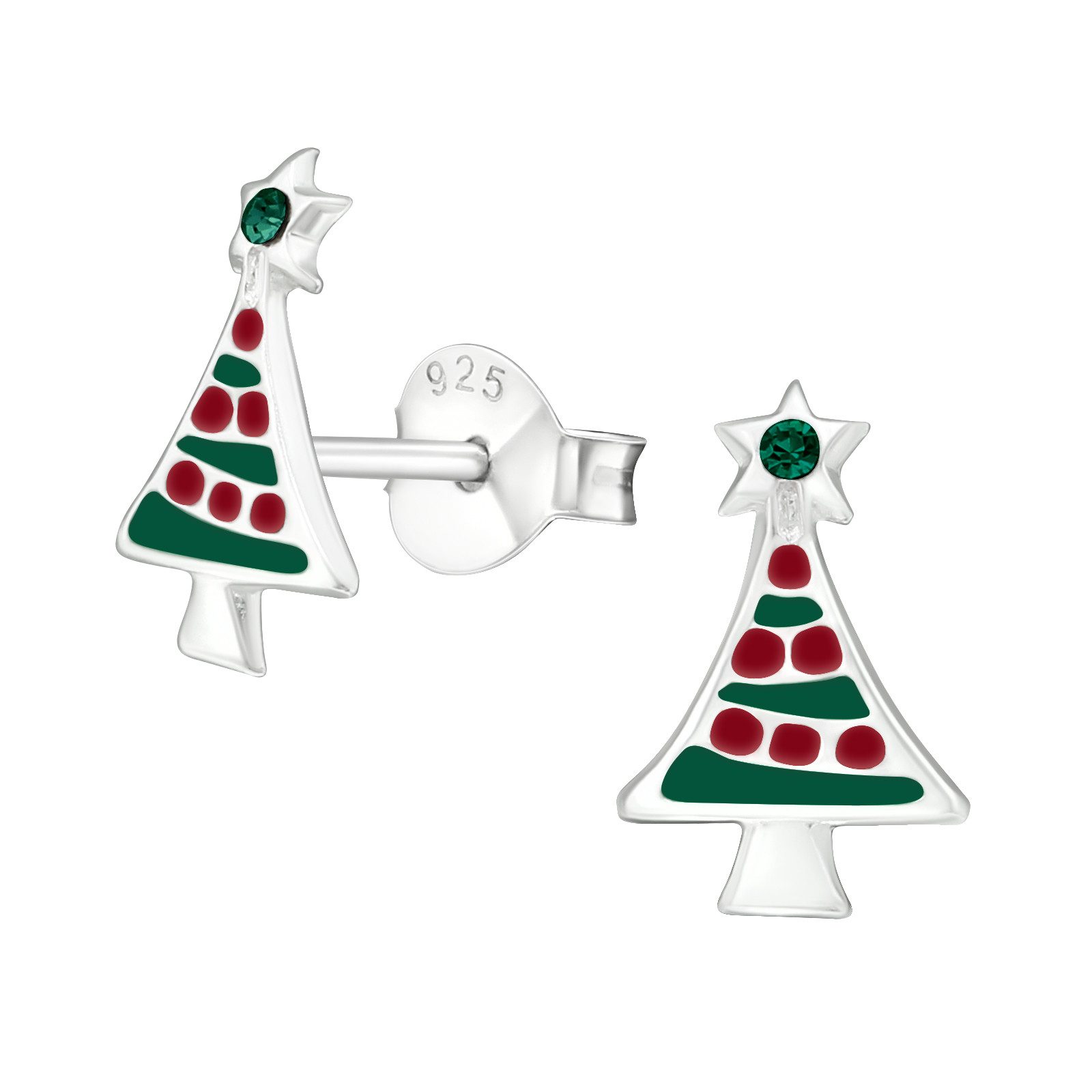BUNGSA Ohrring-Set Ohrstecker Weihnachtsbaum aus .925 Silber Damen (1 Paar (2 Stück), 2-tlg), Ohrschmuck Ohrringe