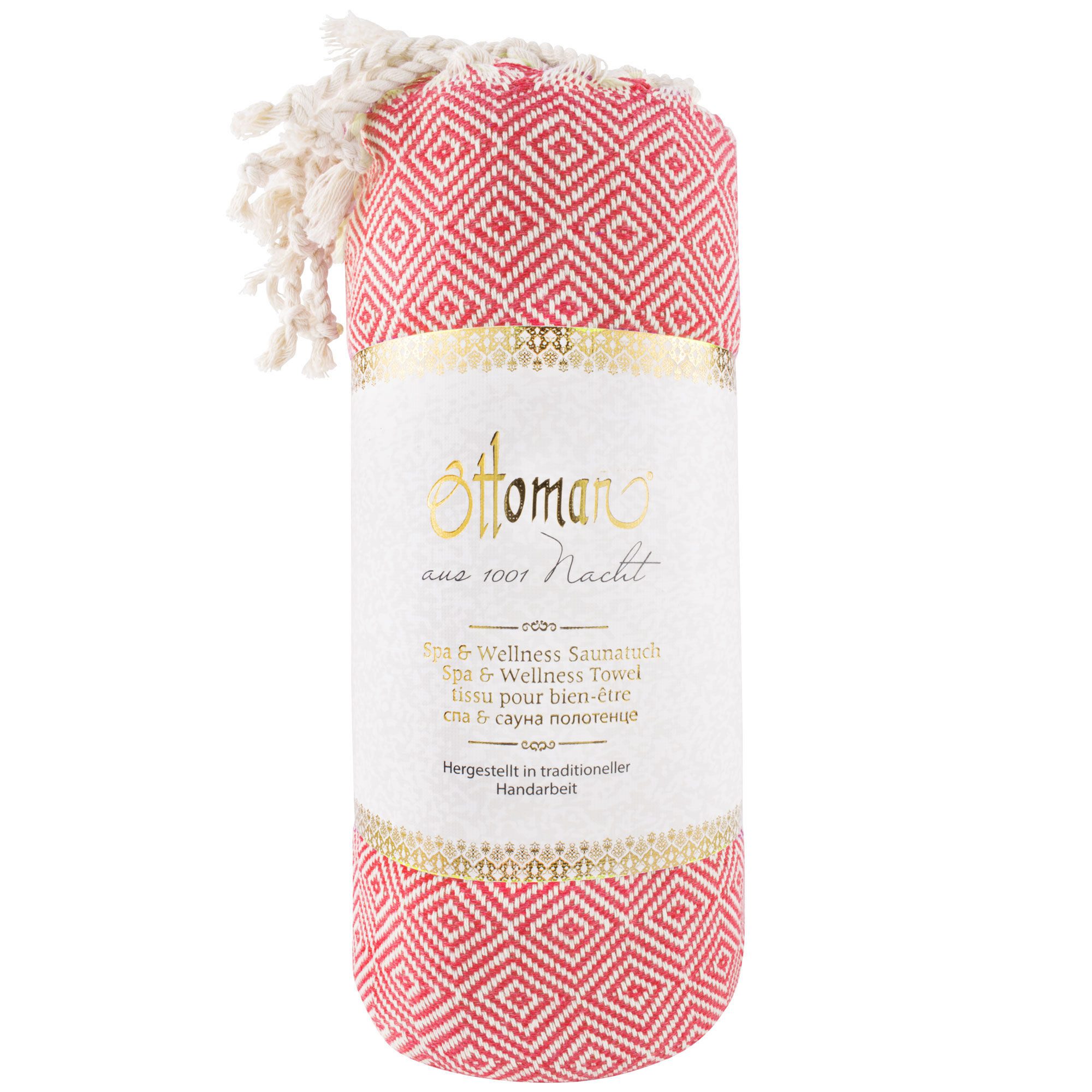 GREENDOOR Hamamtuch Hamam Tuch Rautenmuster pink/weiß