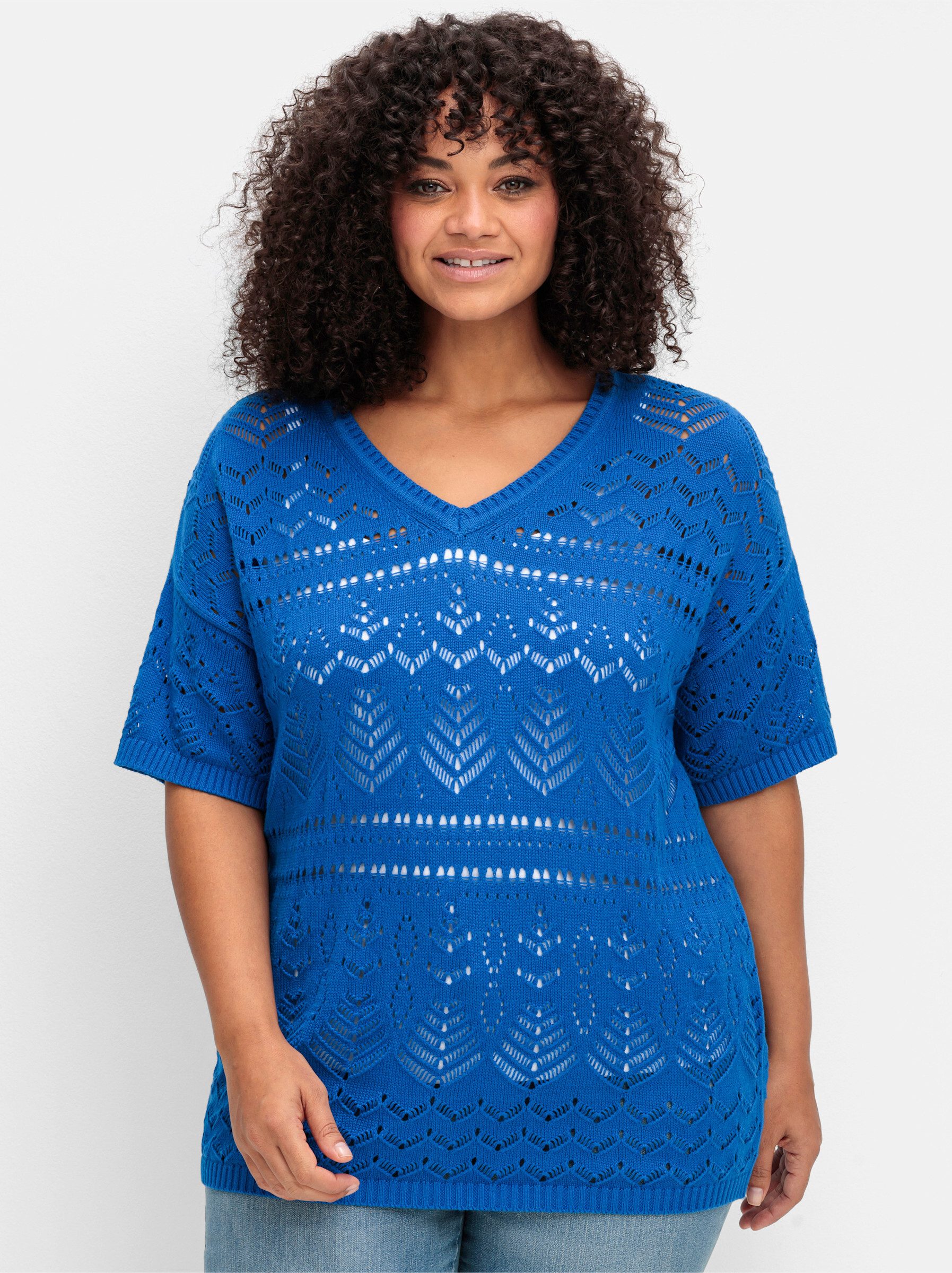 Sheego Strickpullover Pullover . im Ajourstrick, in Oversize-Form günstig online kaufen