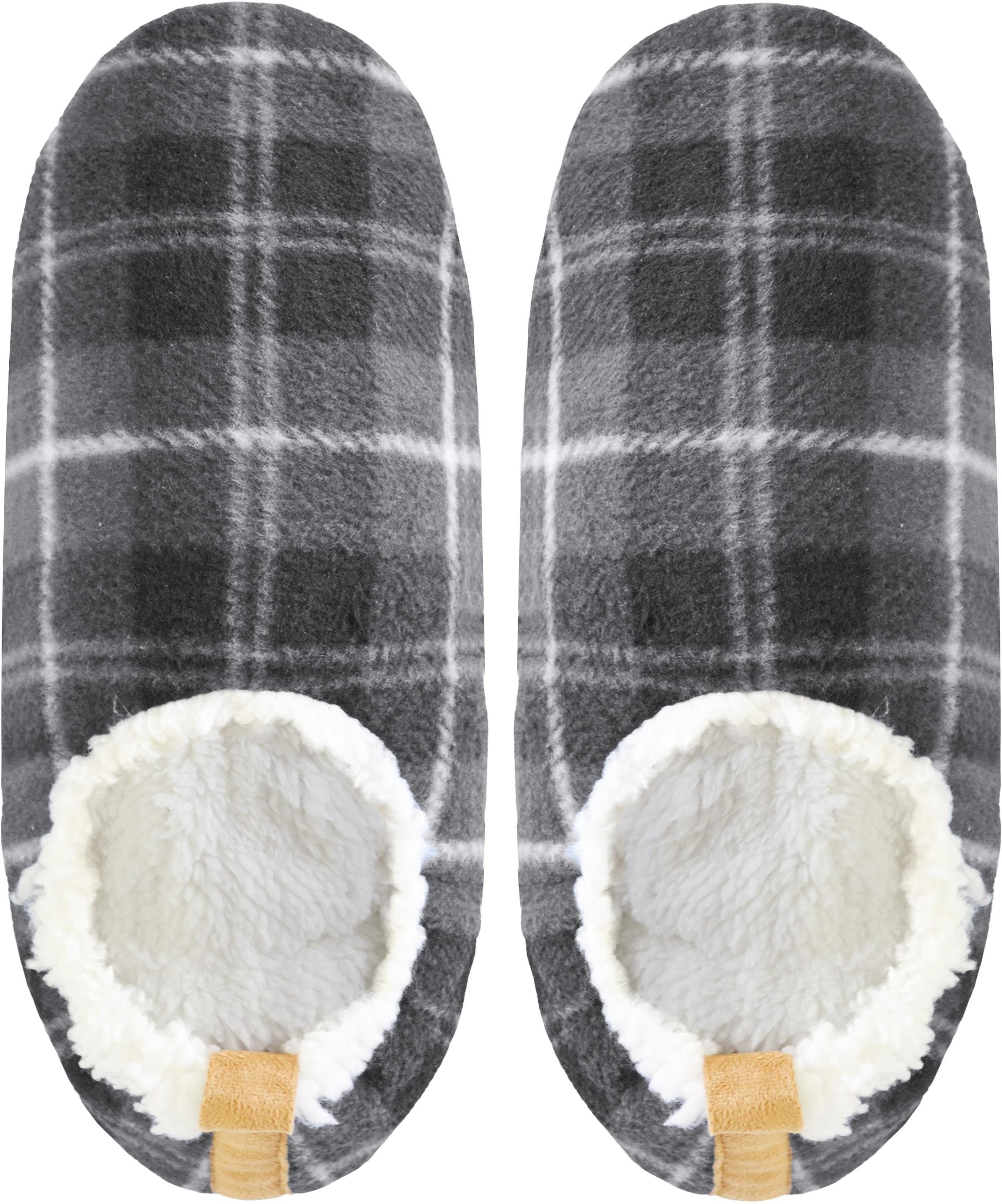normani 1 Paar Herren-Slipper Karo Hausschuh (1 Paar) weiches Lammfellimitat