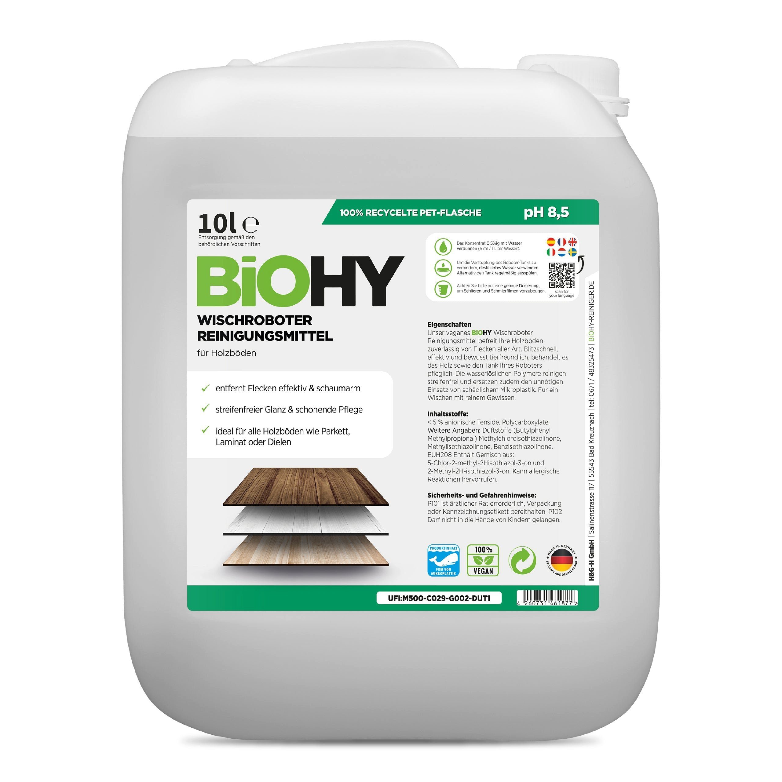 BiOHY Wischroboter Чистящие средства für Holzböden 1 x 10 Liter Kanis... Vinyl- und Designbodenreiniger (1-St)