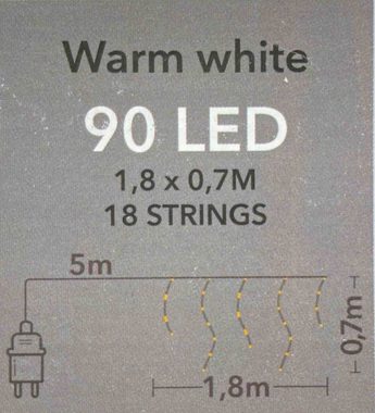 Coen Bakker Deco BV LED-Lichterkette Flex Wire Icicle, Eisregen außen 1,8m Timer Dimmer warmweiß