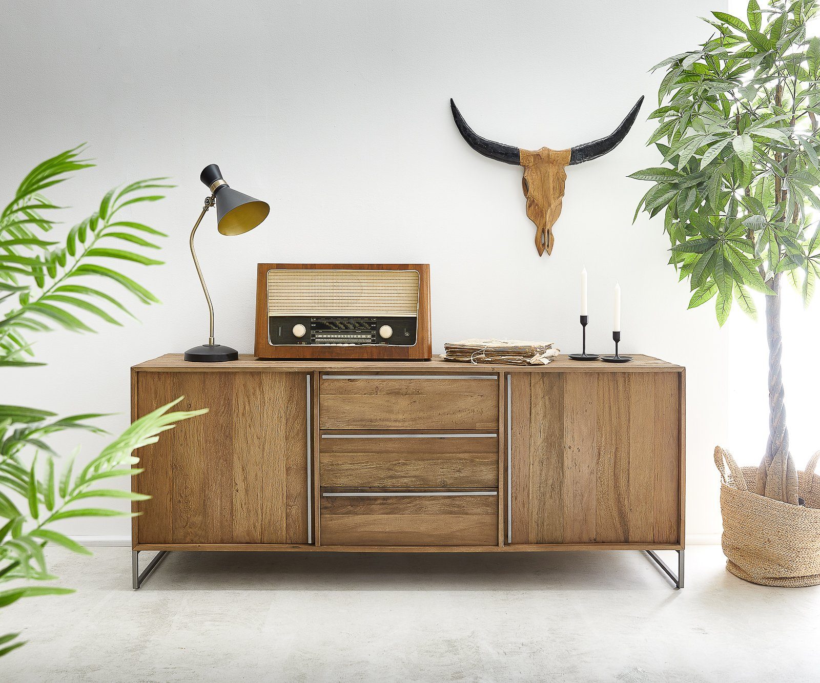 DELIFE Kommode »Odon«, 175x45x70 cm Natur Exotic Wood Sideboard online  kaufen | OTTO