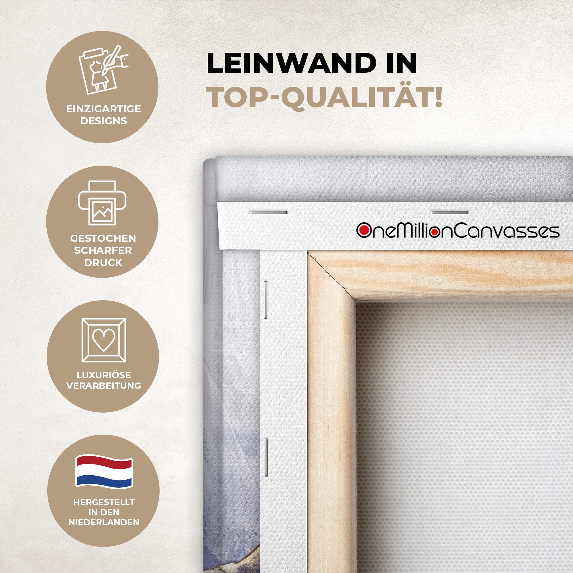 OneMillionCanvasses® Leinwandbild Lila - Modern - Marmor - Abstrakt, Fotodruck (1 St), Wandbild Leinwandbilder, Aufhängefertig, Wanddeko 40x30 cm