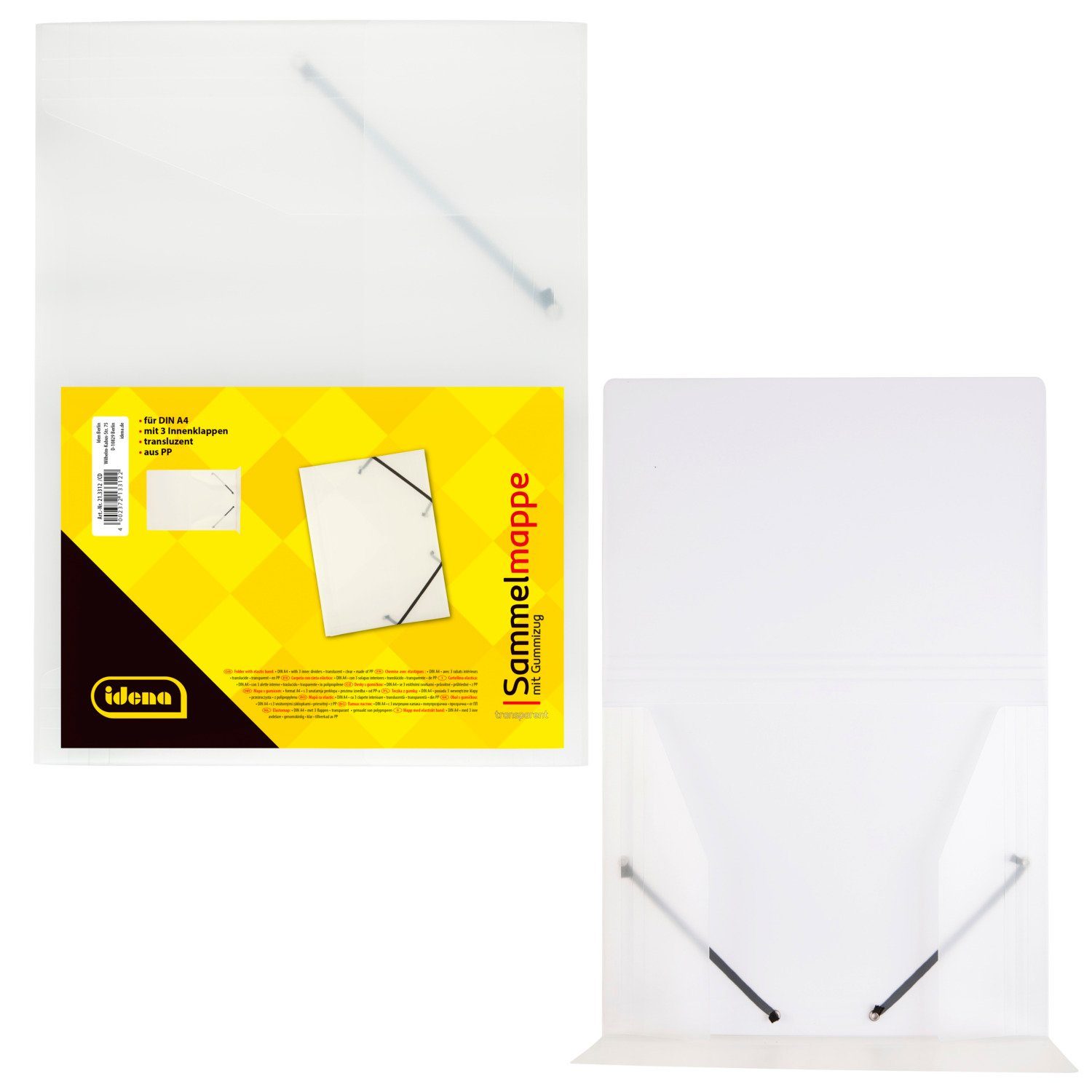 Idena Hefter Idena 213312 - Sammelmappe mit Gummizug für DIN A4, aus Polypropylen