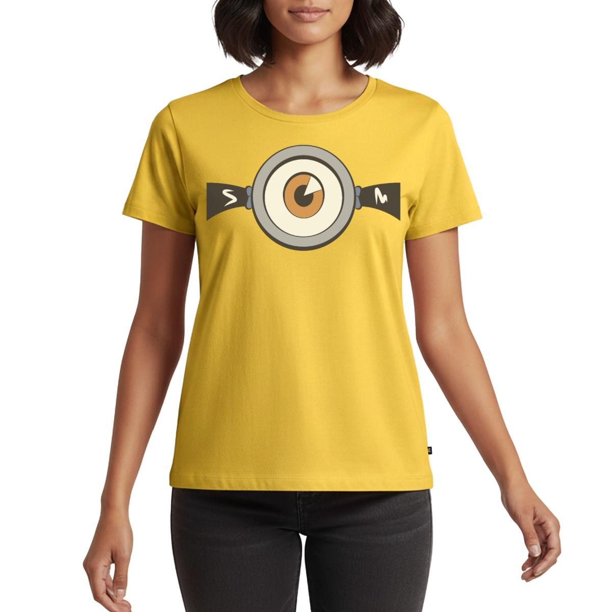T-Shirt Minions Stuart Carl Gesicht Kostüm Fasching Frauen Premium T-Shirt