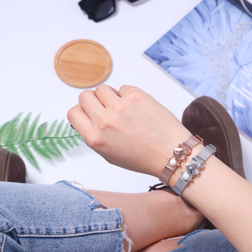 Heideman Armband Mesh Geschenkverpackung), Armband poliert Charms sind inkl. Poliert austauschbar Silberfarben (Armband