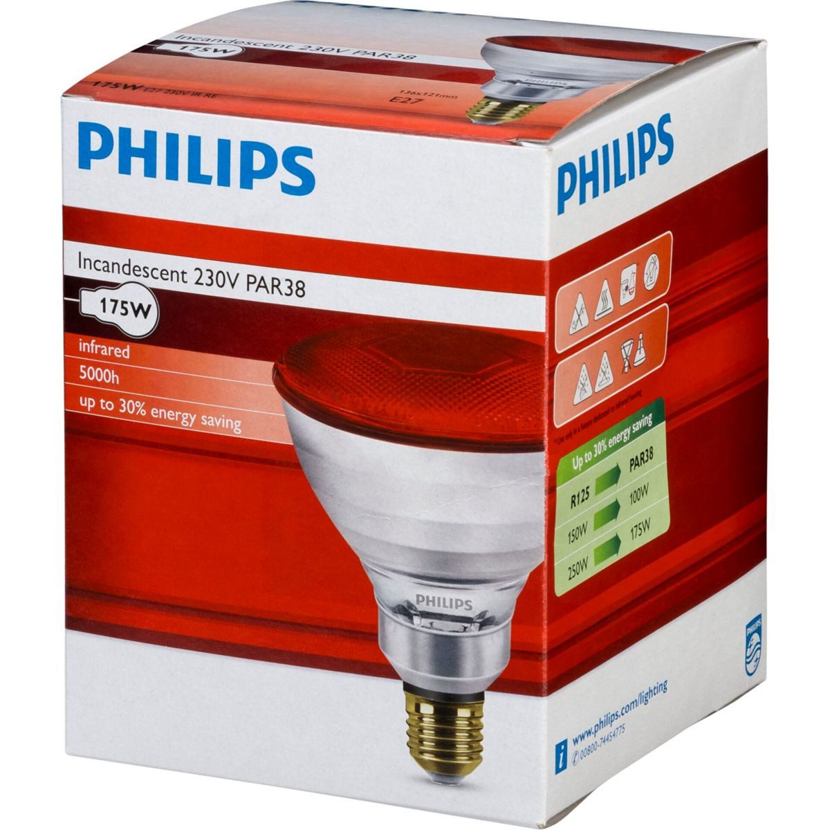 Philips Infrarotlampe Infrarotlampe PAR38 IR 175W E27 230 Red