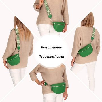 TAN.TOMI Schultertasche Bauchtasche,Umhängetasche, echt Leder, made in Italy, (1Tasche+2 Schulterriemen, Tasche inklusive LederGurte + BuntGurte)