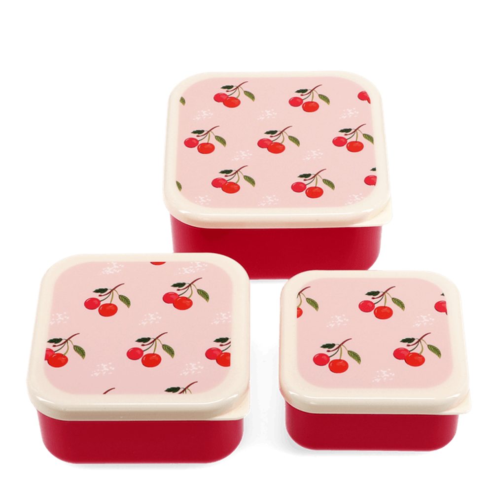 Rex London Lunchbox Snack Box Set Fruchtmotiv, Kunststoff, BPA-frei, (Set, 3-tlg., ca. 11,5 x 11,5 x 5,5 cm (große Box), jede Box passt genau in den größeren Behälter
