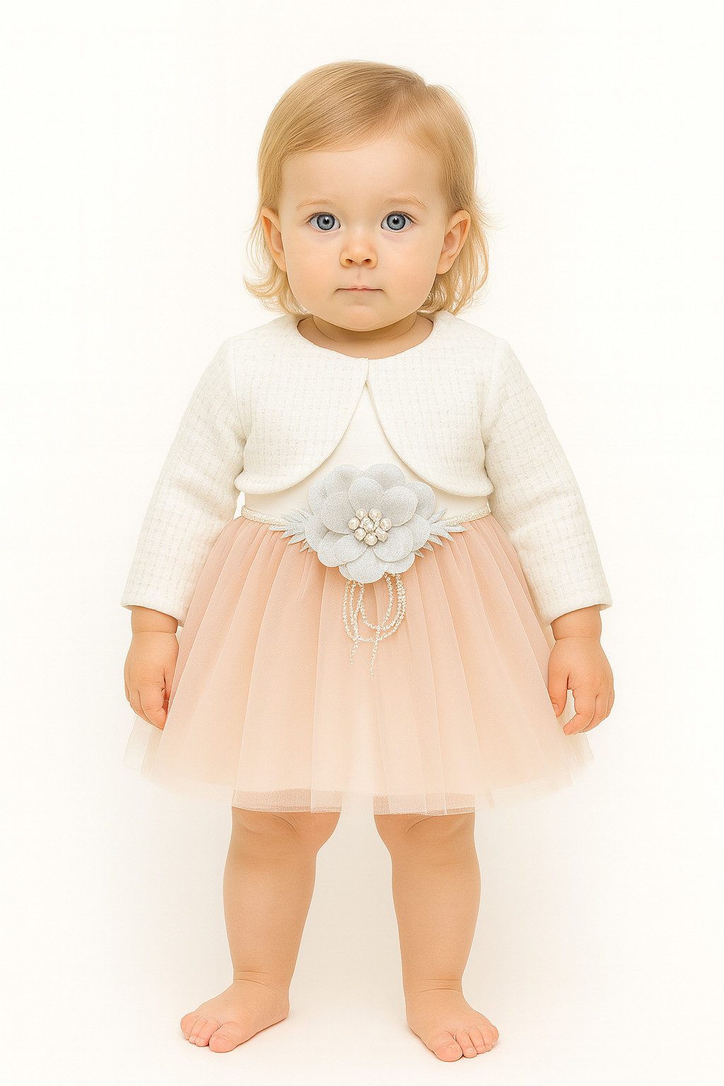 Lorey Medtec Taufkleid Prinzessin Kleid mit Jacke, Party Kleid, Spitze, 100% Baumwolle (Kleid + Jacke) Spitze, Tüll