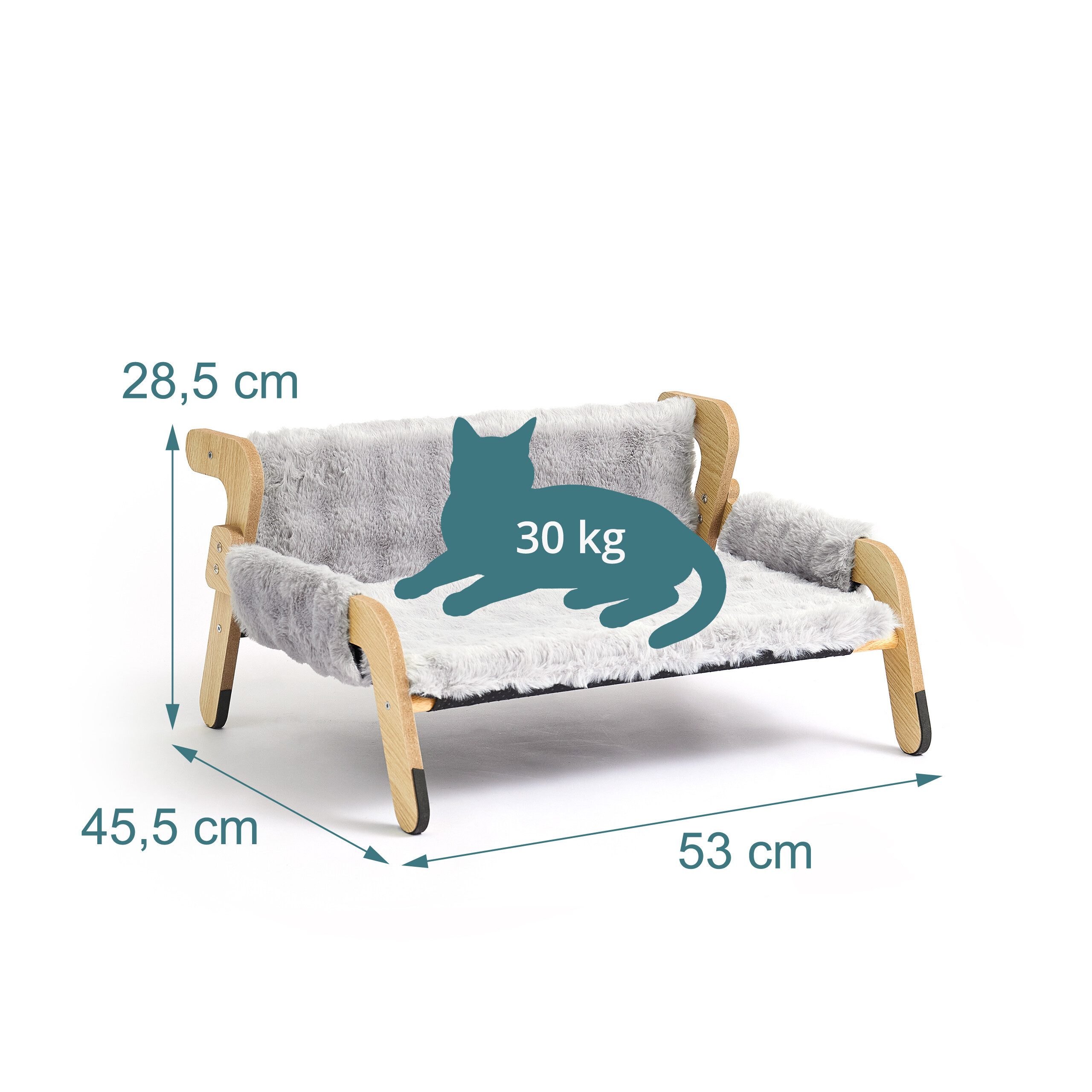relaxdays Tierbett Erhöhtes Katzenbett mit Plüsch, Polyester, grau – Bild 4 von 5