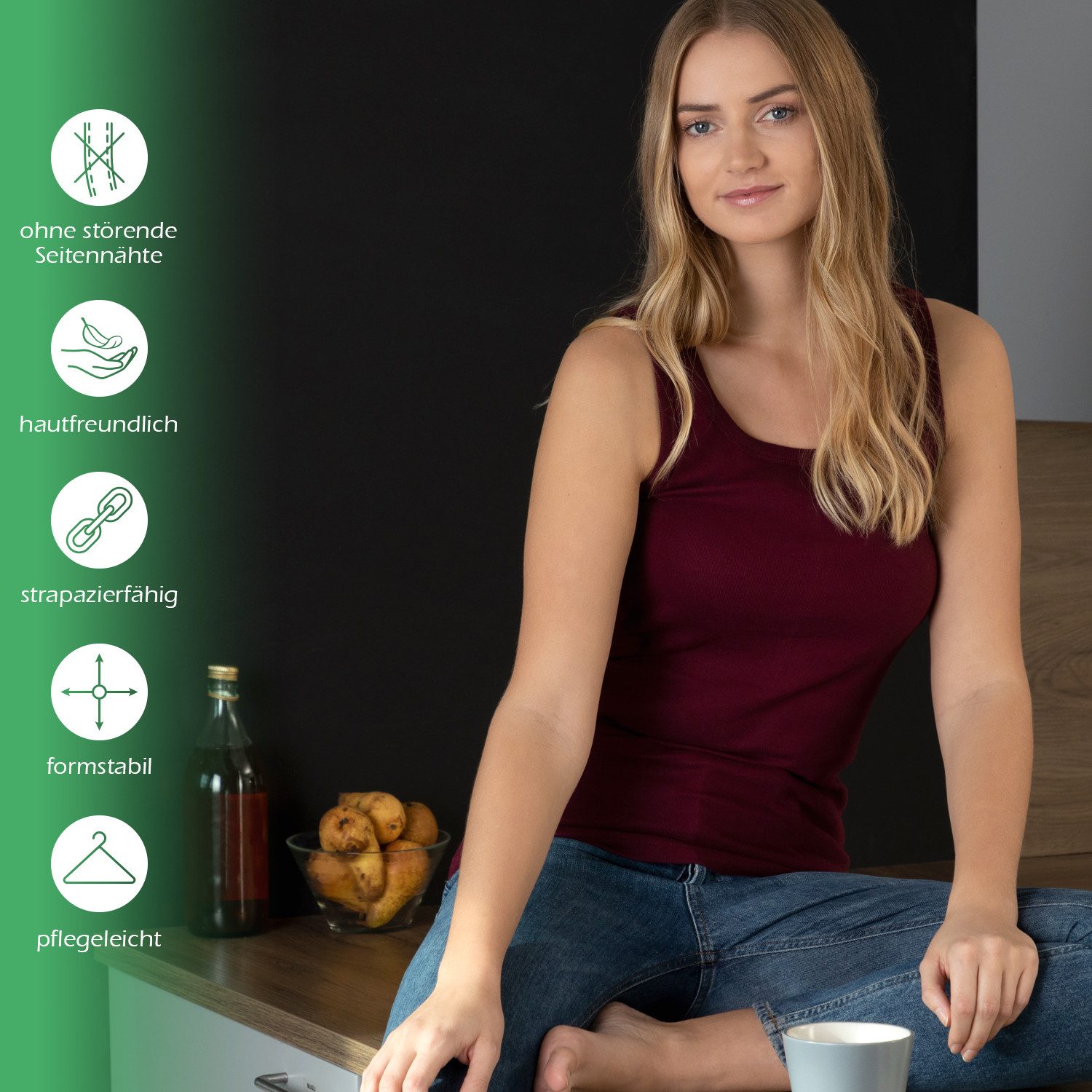 celodoro Unterhemd Damen Longshirt (1er, 2er oder 4er Pack) Feinripp Unterhemd