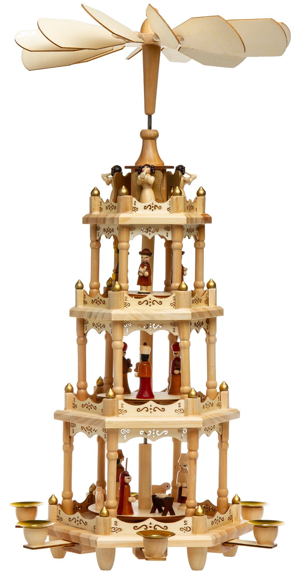 SIKORA Weihnachtspyramide P4 H:55cm XL mit Etagen Tradition Holz aus 4