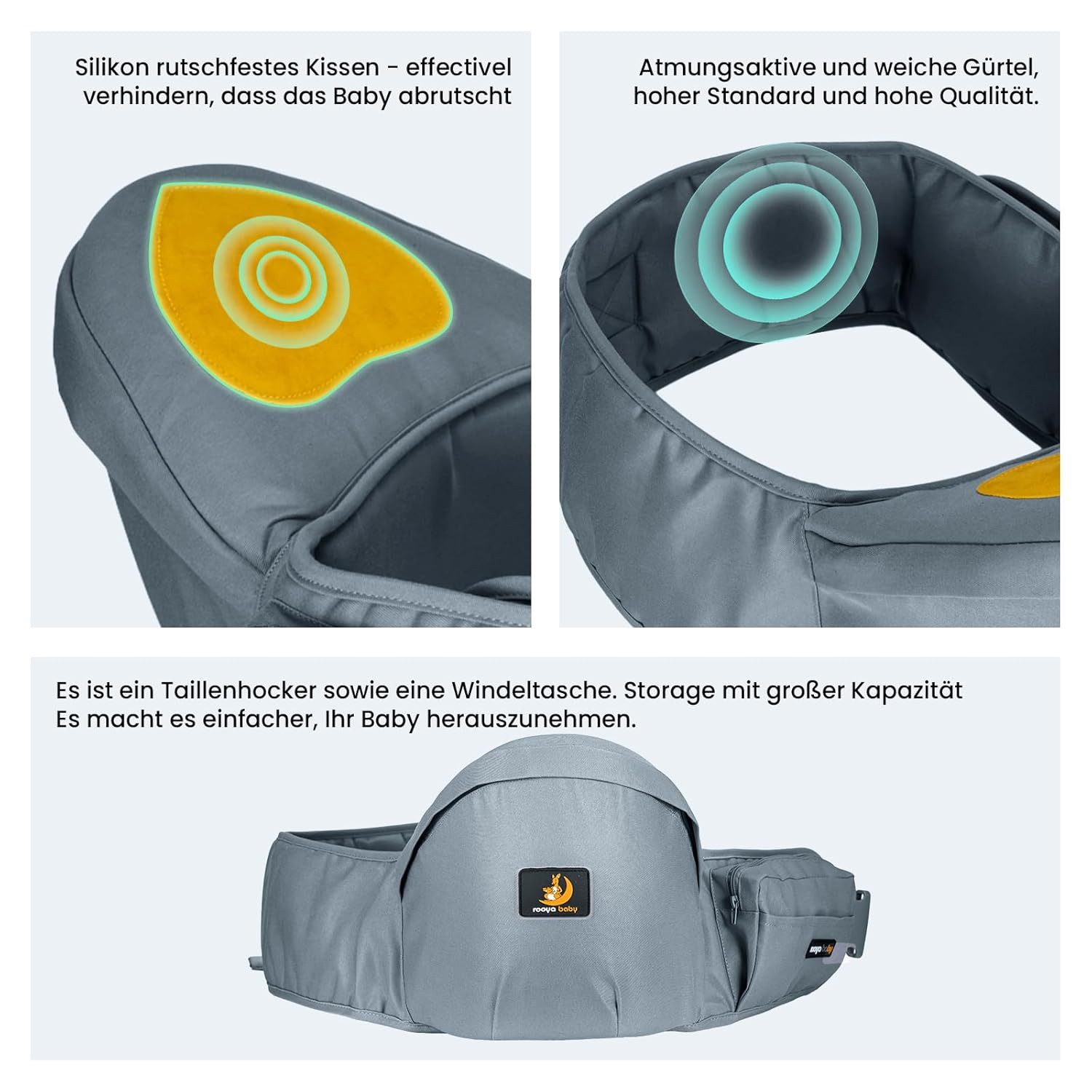 Youyijia Tragetasche Baby Hüftsitz Tragehilfe für Kinder 0-36 Monate – 4 Tragepositionen