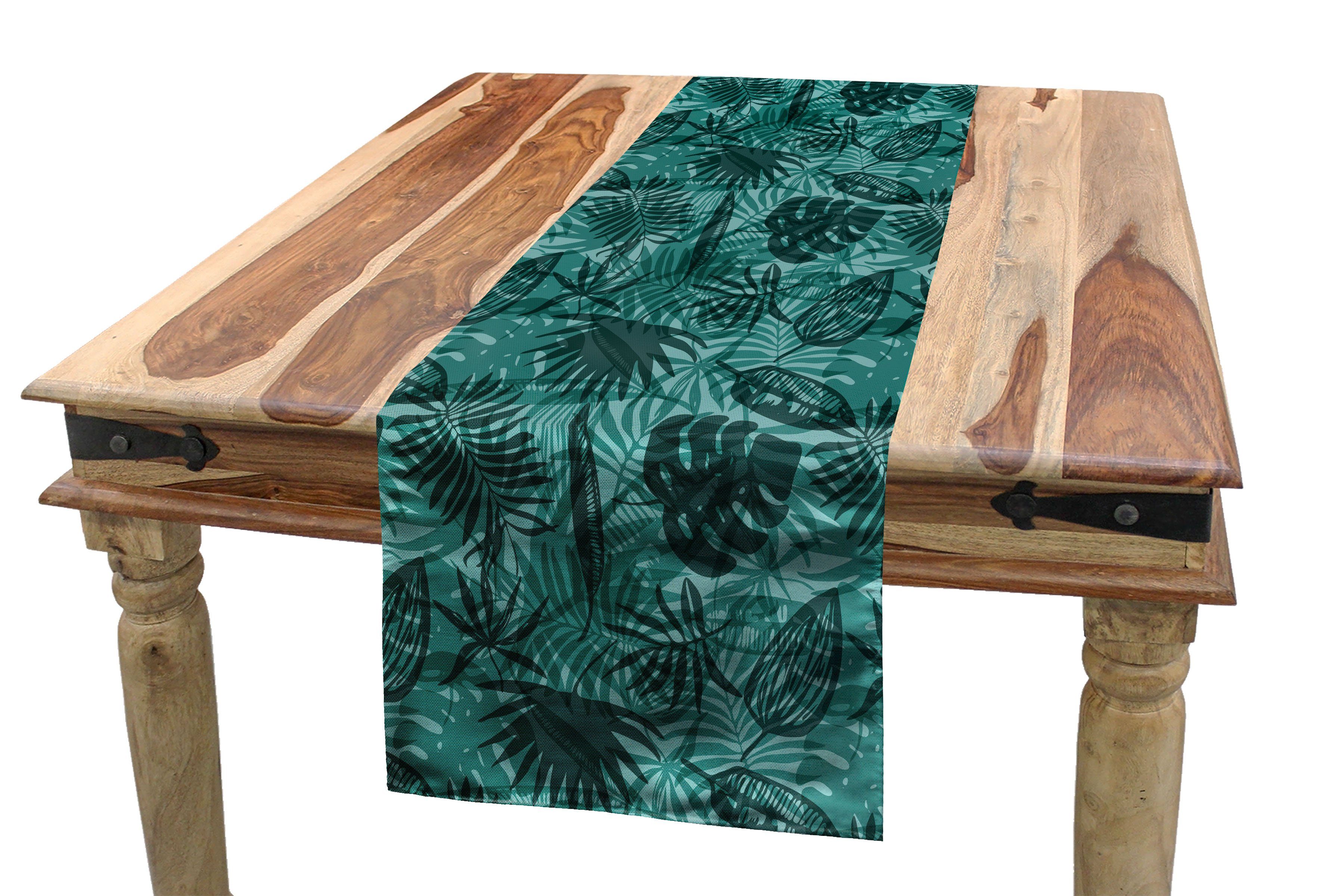 Tischläufer, Dekorativer Esszimmer Dschungel hawaiisch Tischläufer Plants Monotone Rechteckiger Abakuhaus Küche